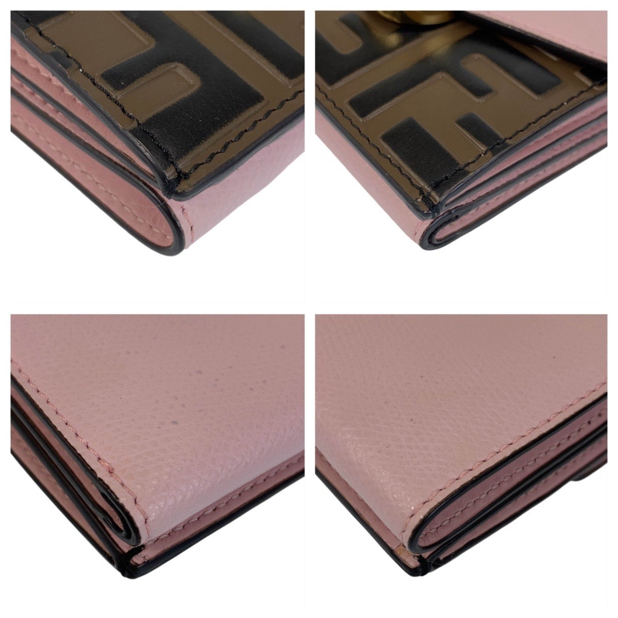 Fendi Brown Pink Leather Wallet (Tri-Fold) (Pre-Owned)