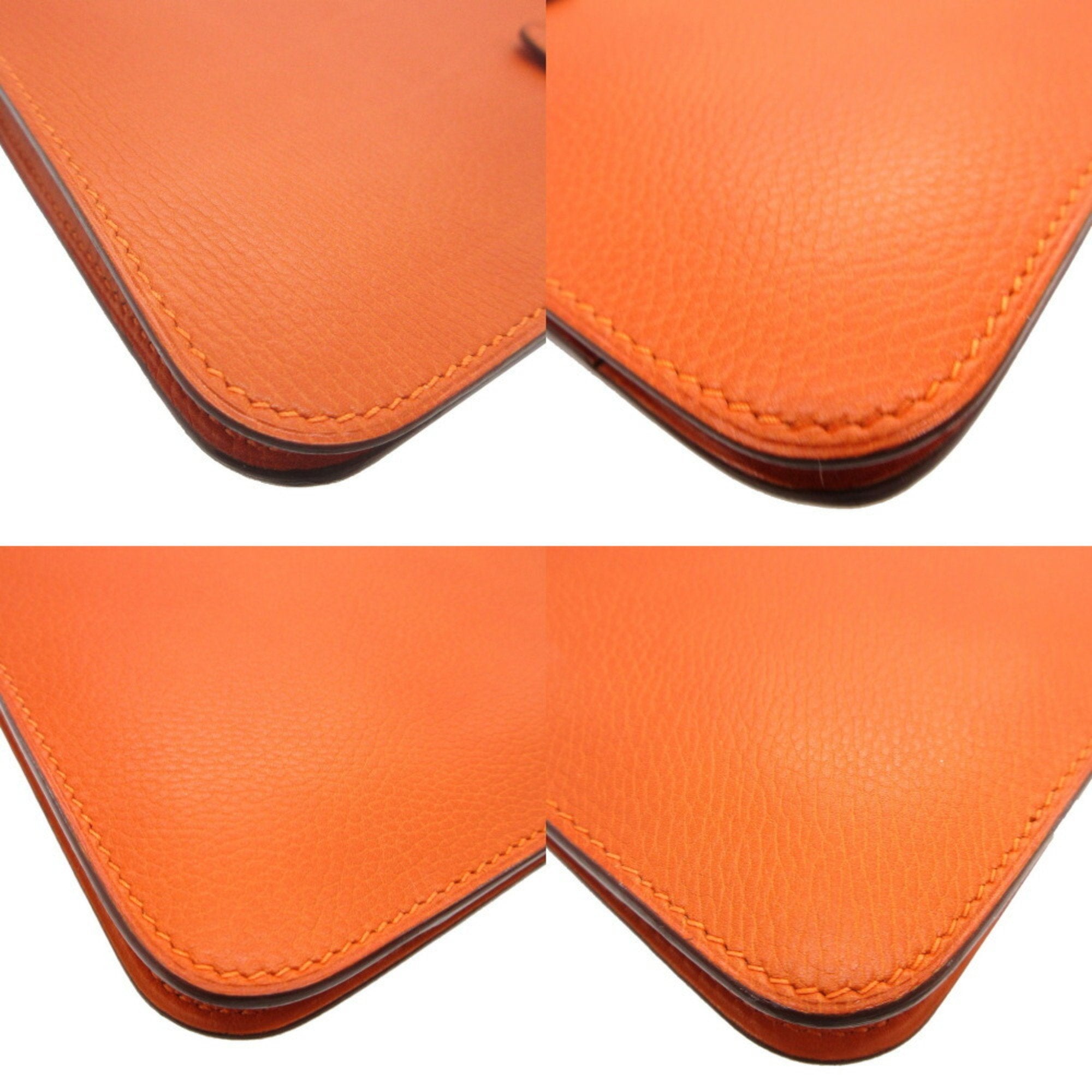 Hermes Orange Togo Leather Long Wallet (Bi-Fold) (Pre-Owned)