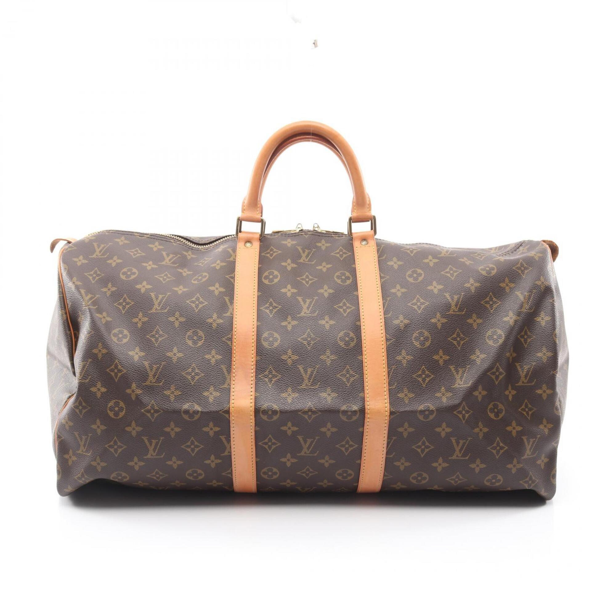 Louis Vuitton Brown Monogram Coated Canvas Leather Boston Bag Handbag (Pre-Owned)