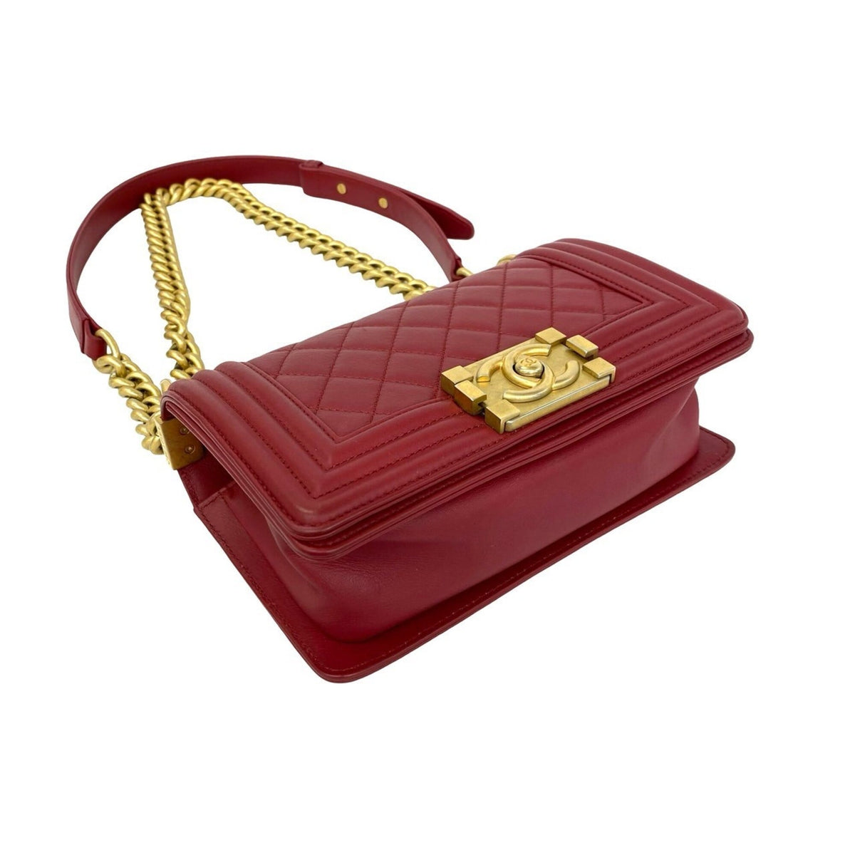 Chanel Red Color Leather Shoulder Bag (Pre-Owned)