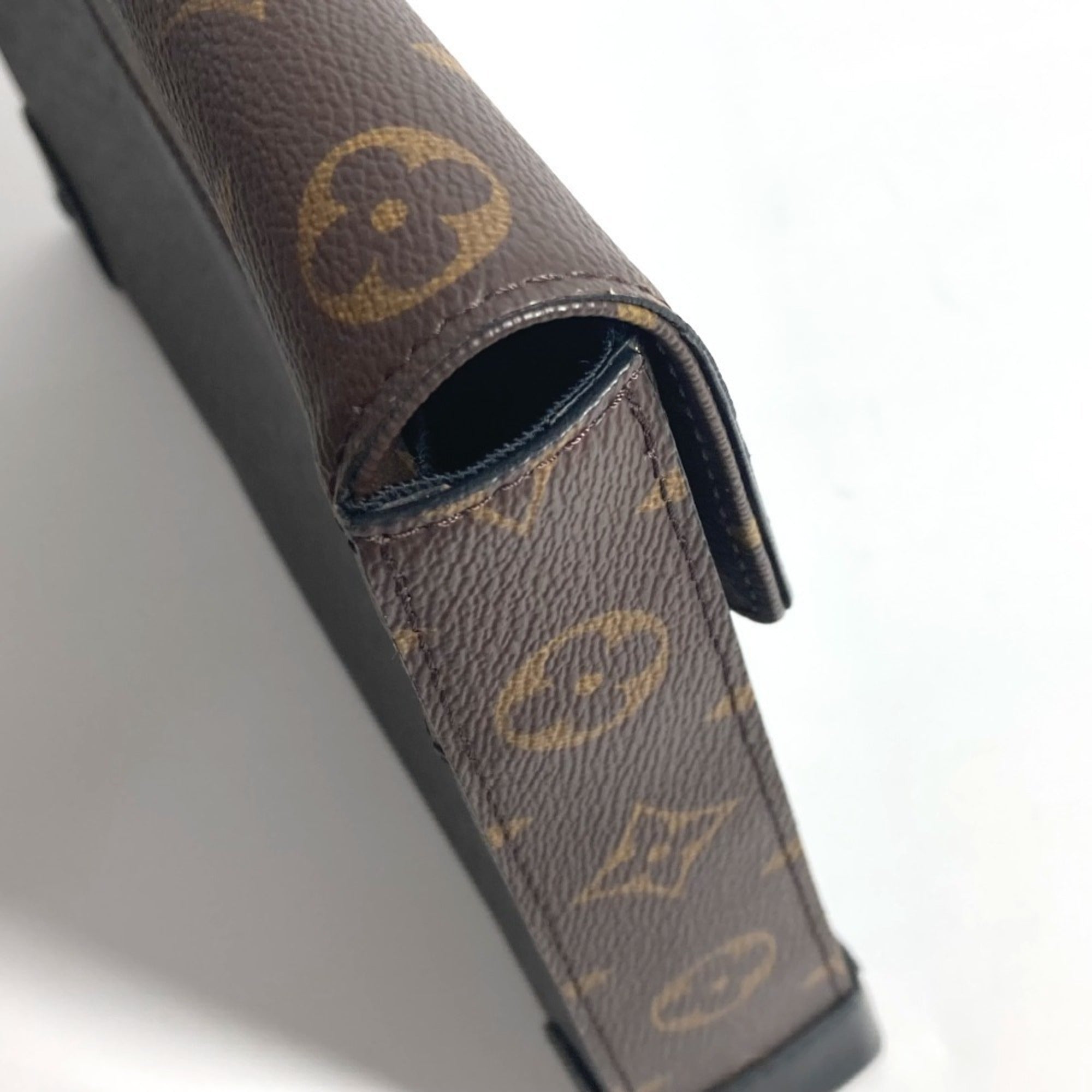 Louis Vuitton Brown Khaki Taiga Leather Leather Monogram Canvas Clutch Bag Pochette Pouch (Pre-Owned)
