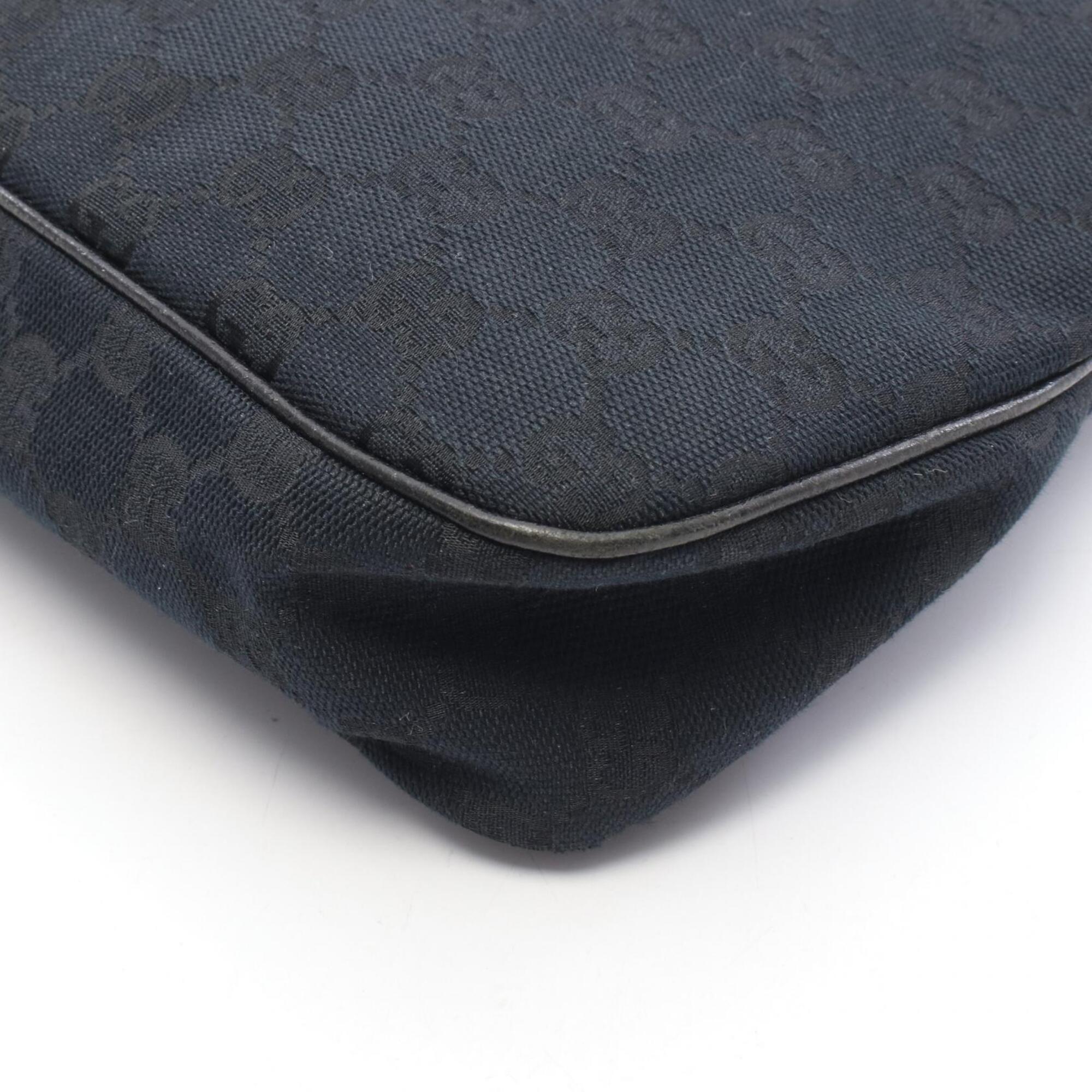 Gucci Black Canvas Leather Handbag Shoulder Bag (Pre-Owned)