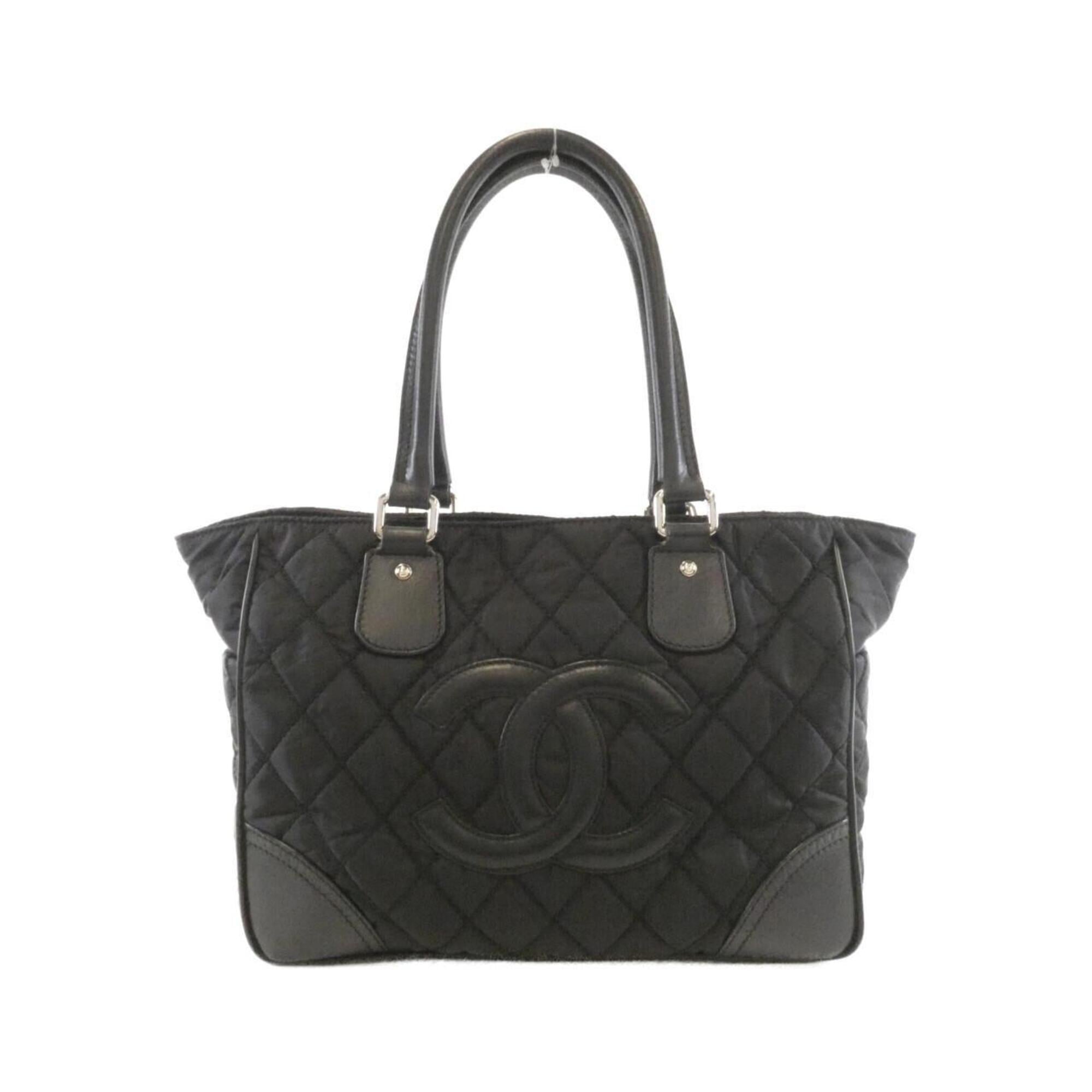 Chanel Black Nylon Leather Handbag (Pre-Owned)