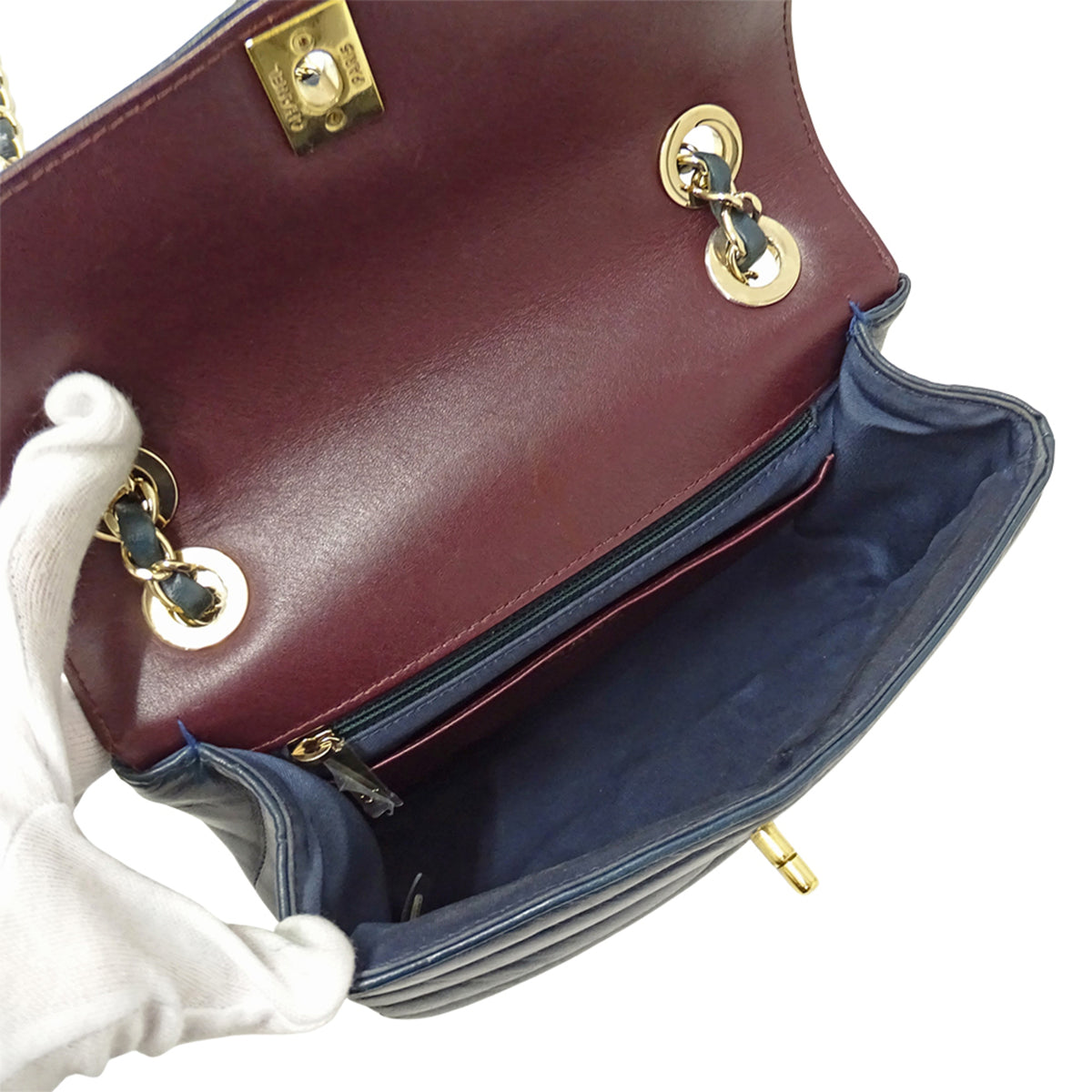Chanel Blue Green Leather Handbag Shoulder Bag (Pre-Owned)