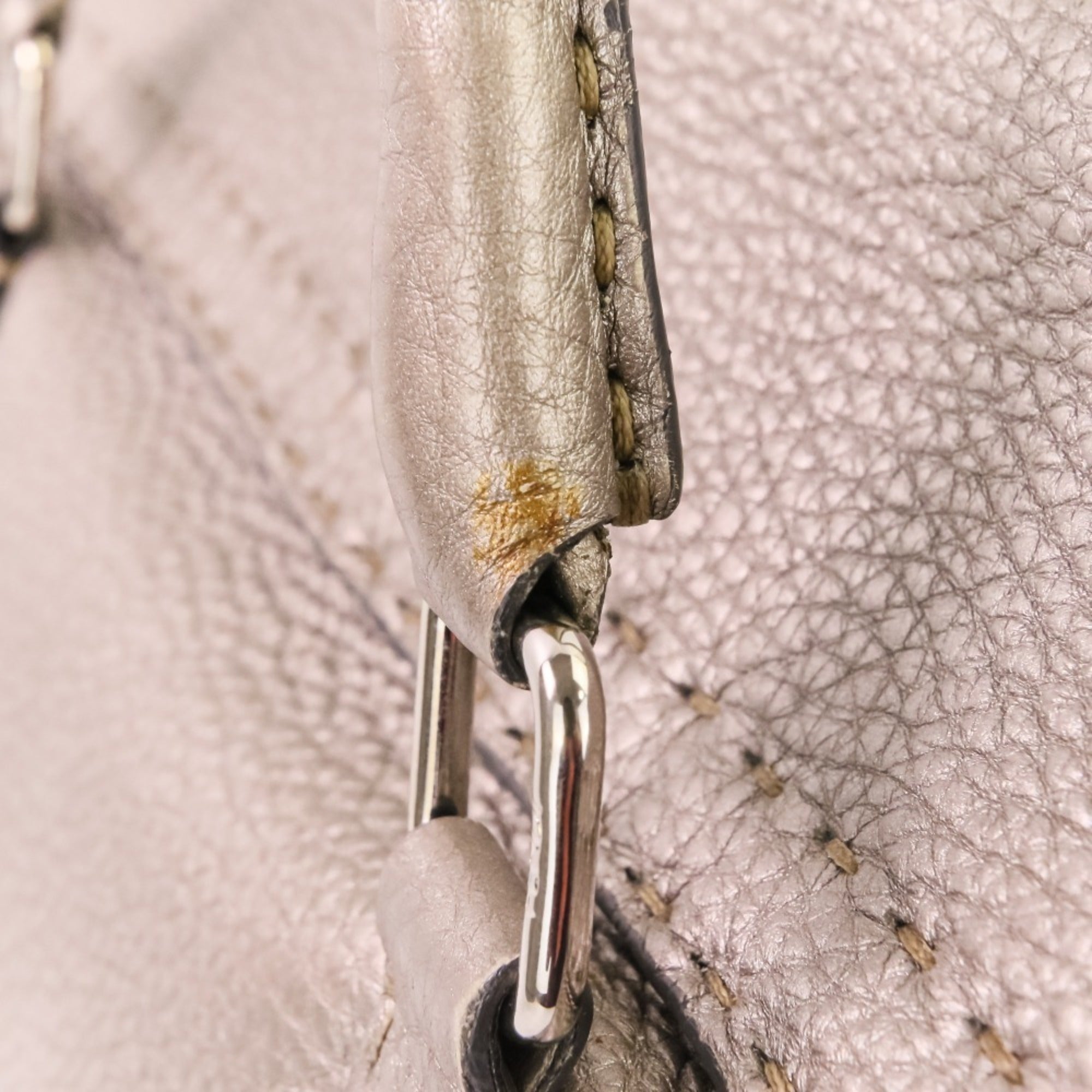 Fendi Metallic Gray Handbag Tote Bag (Pre-Owned)