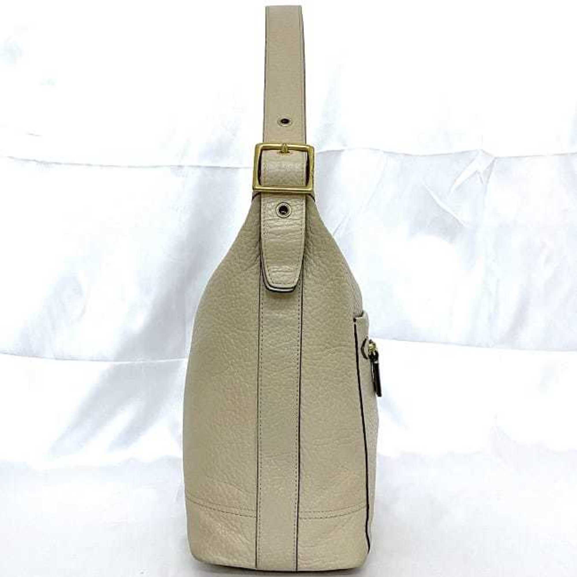 Coach Beige Leather Shoulder Bag (Pre-Owned)