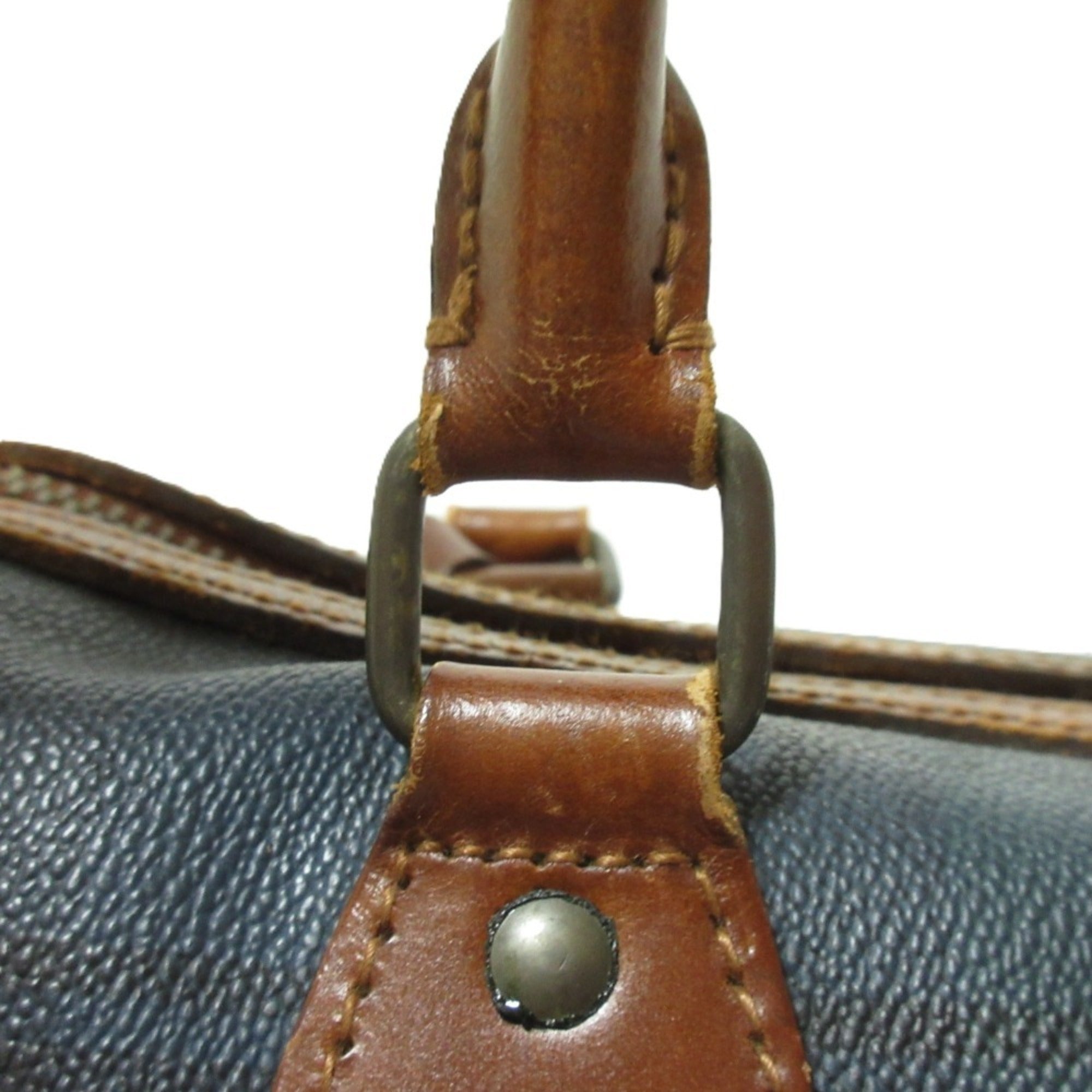 Ralph Lauren Brown Dark Green Dark Navy Pvc Leather Boston Bag Handbag (Pre-Owned)