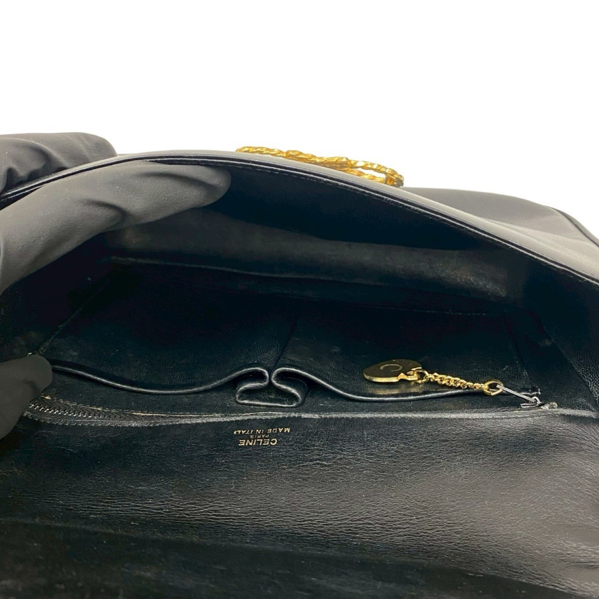 Celine Black Leather Pochette Shoulder Bag (Pre-Owned)