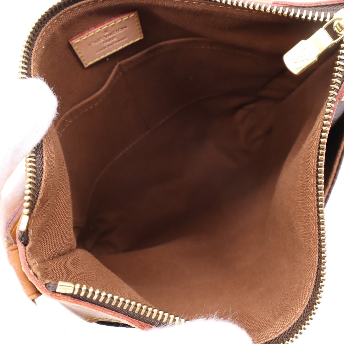 Louis Vuitton Beige Brown Coated Canvas Leather Shoulder Bag (Pre-Owned)
