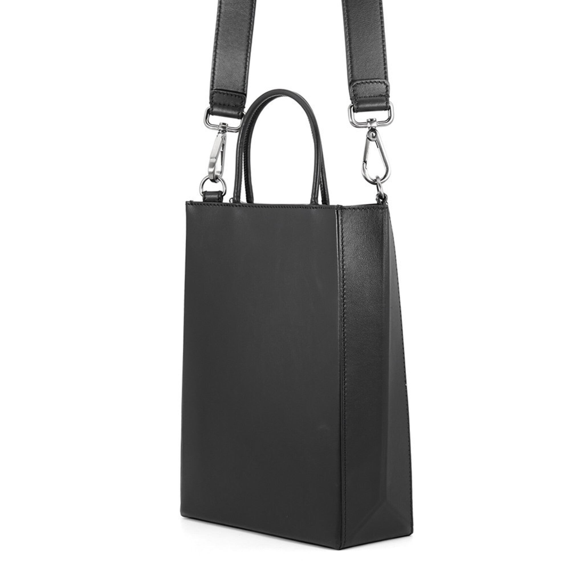 Fendi Black Leather Handbag Shopping Bag (Pre-Owned)
