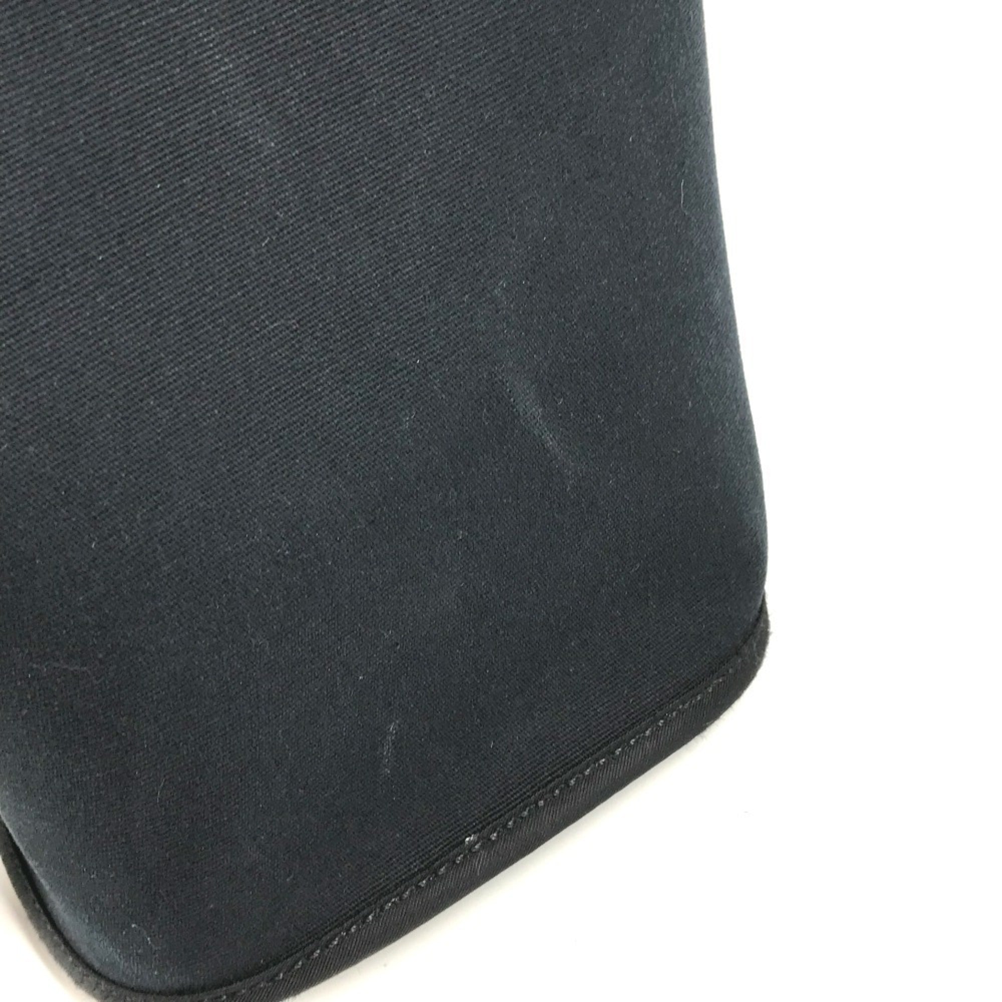 Hermes Dark Navy Leather Canvas Shoulder Bag Tote Bag (Pre-Owned)