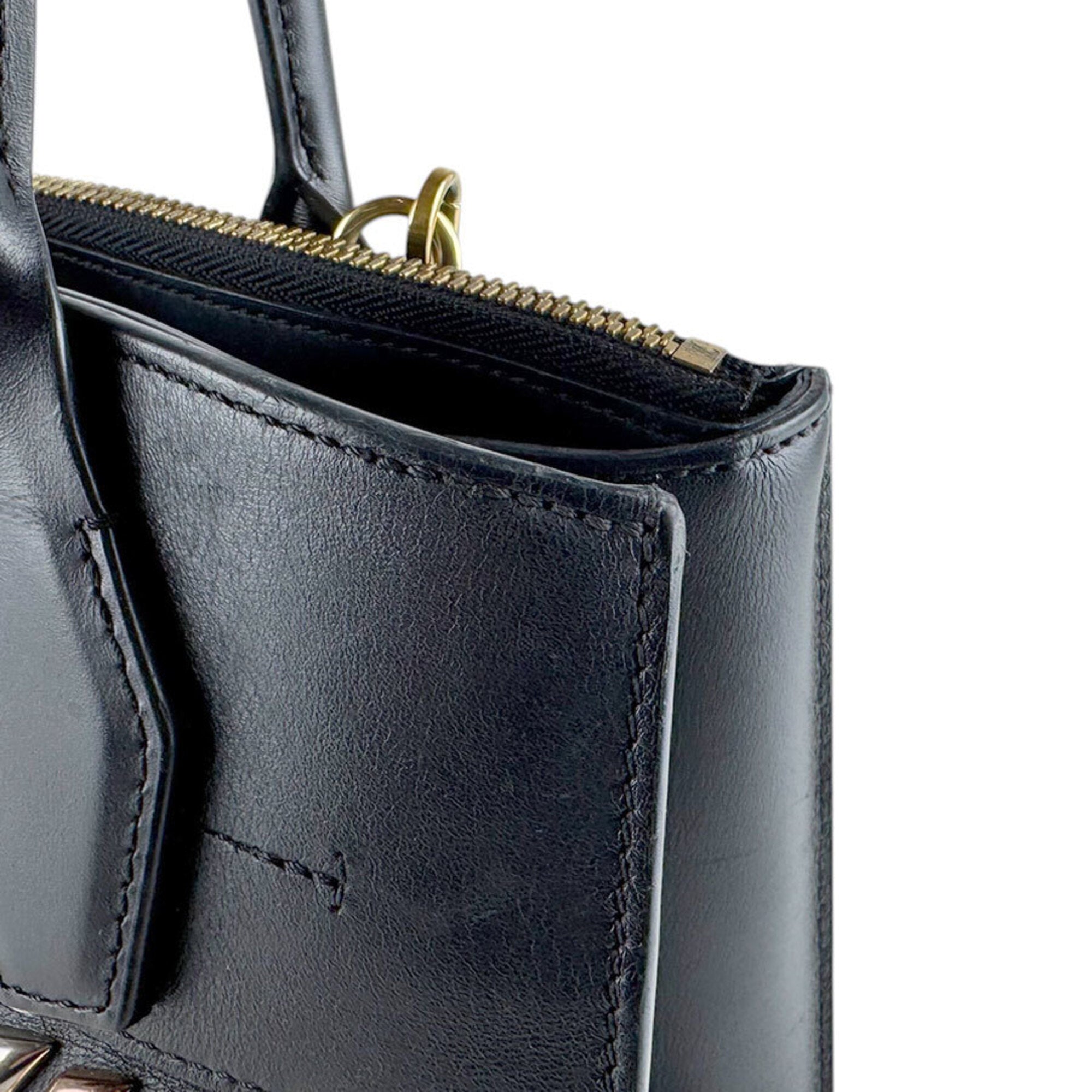 Louis Vuitton Black Leather Handbag Shoulder Bag (Pre-Owned)