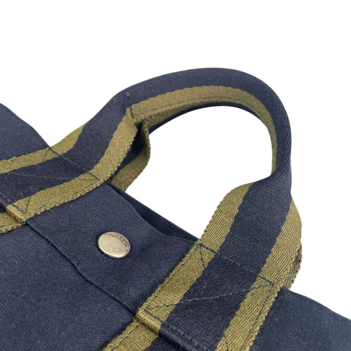 Hermes Navy Canvas Handbag Tote Bag (Pre-Owned)