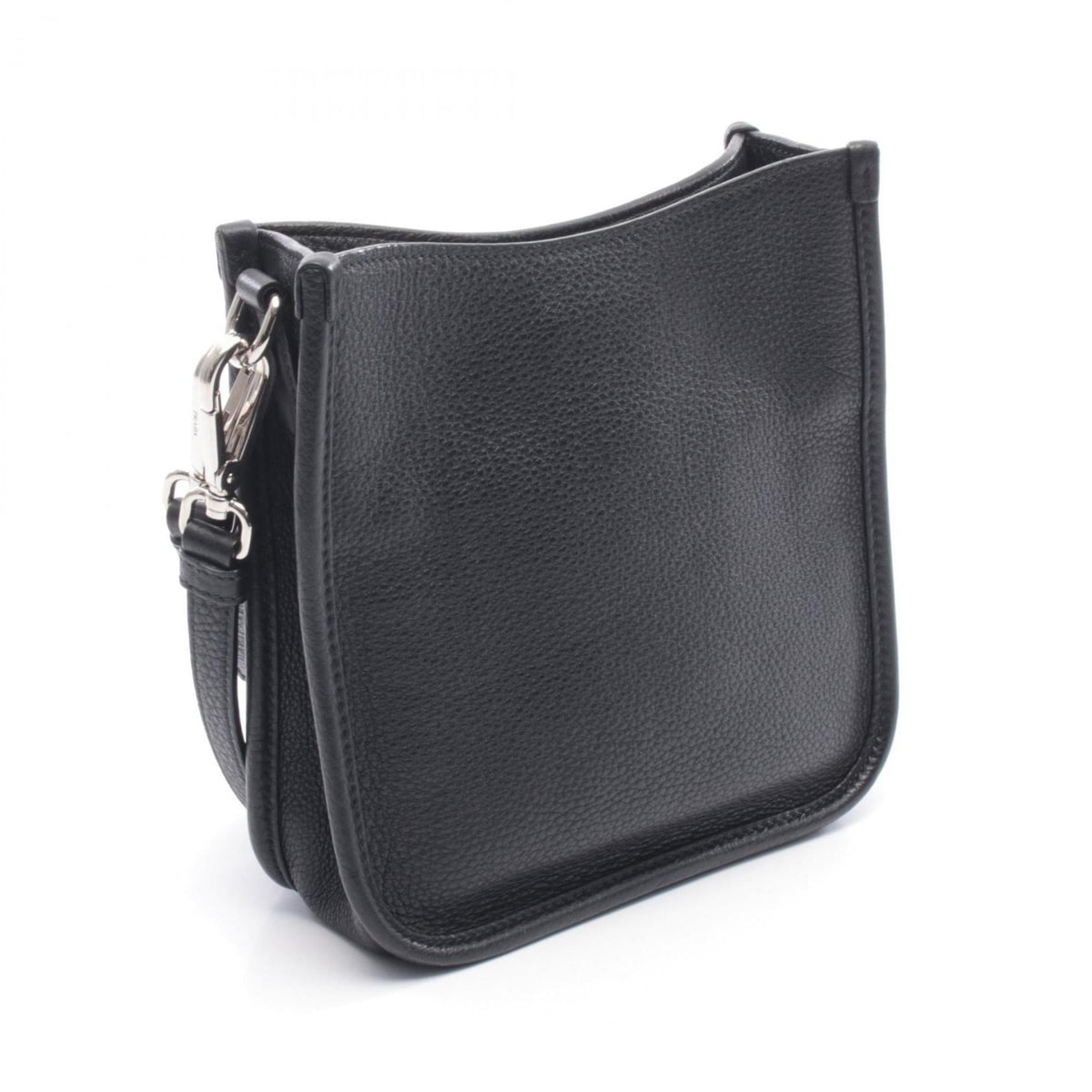 Prada Black Leather Canvas Handbag Shoulder Bag (Pre-Owned)