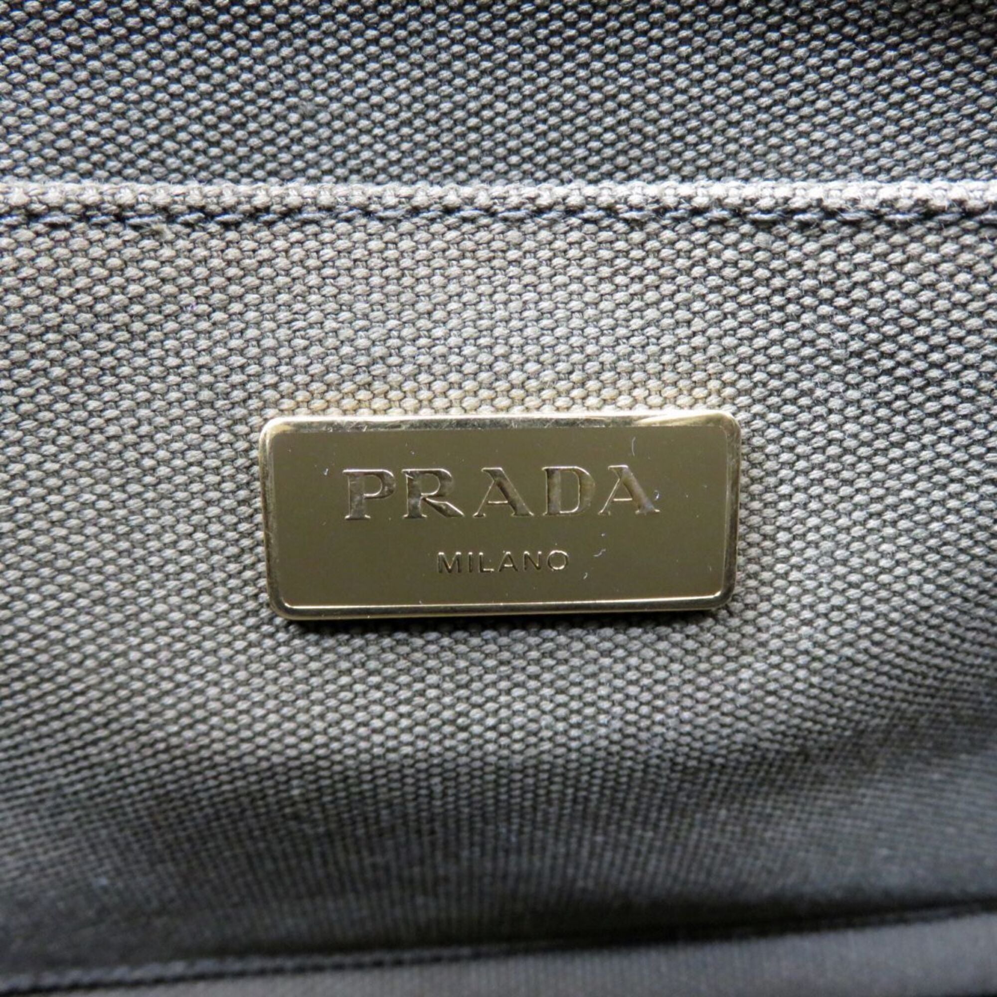 Prada Khaki Canvas Handbag Tote Bag (Pre-Owned)
