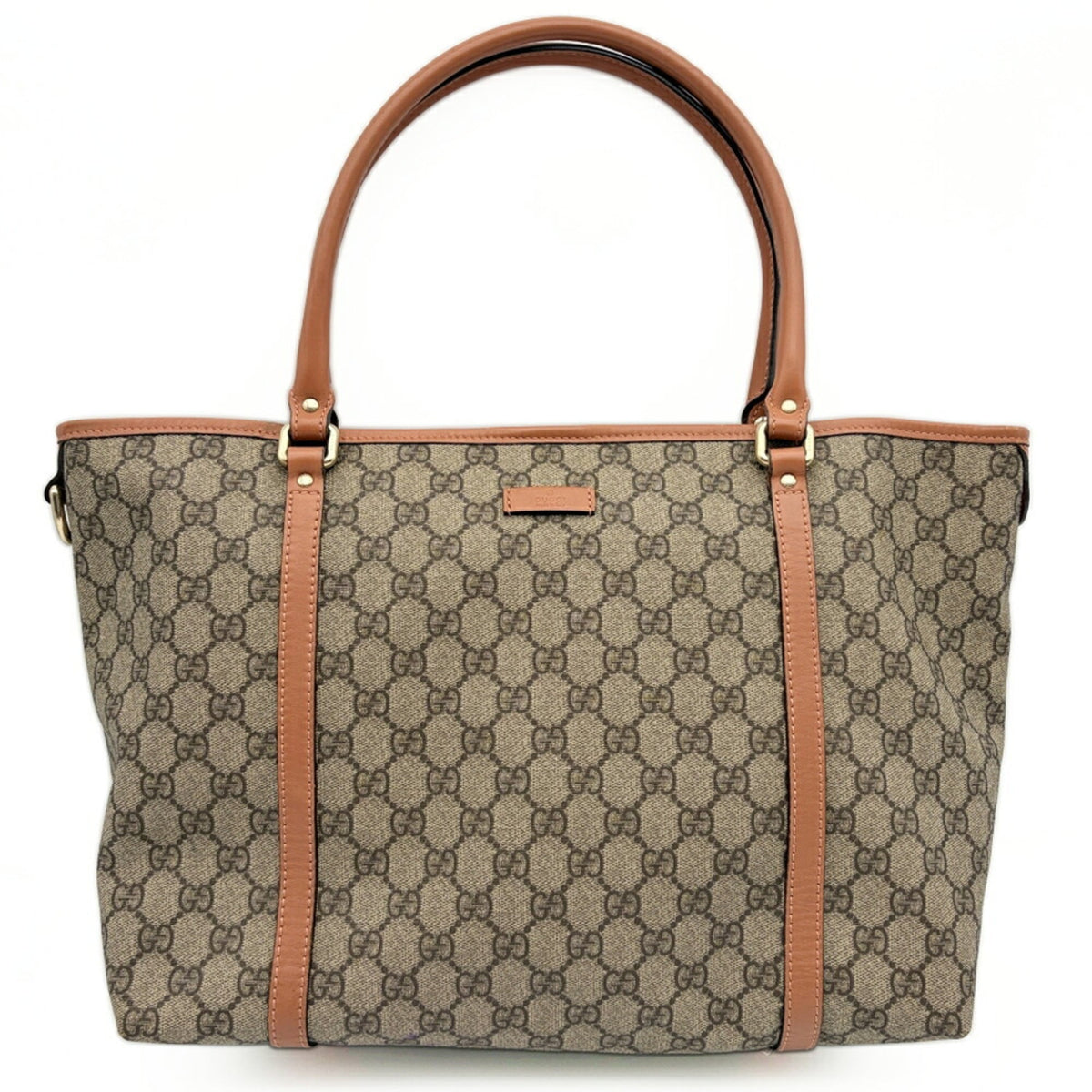 Gucci Gg Plus Beige Brown Pvc Leather Handbag Tote Bag (Pre-Owned)