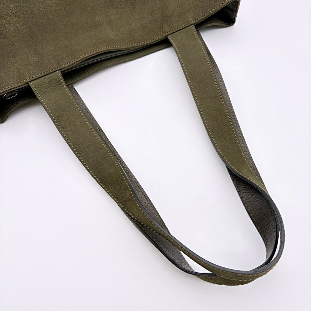 Bally Green Khaki Suede Leather Shoulder Bag Tote Bag (Pre-Owned)