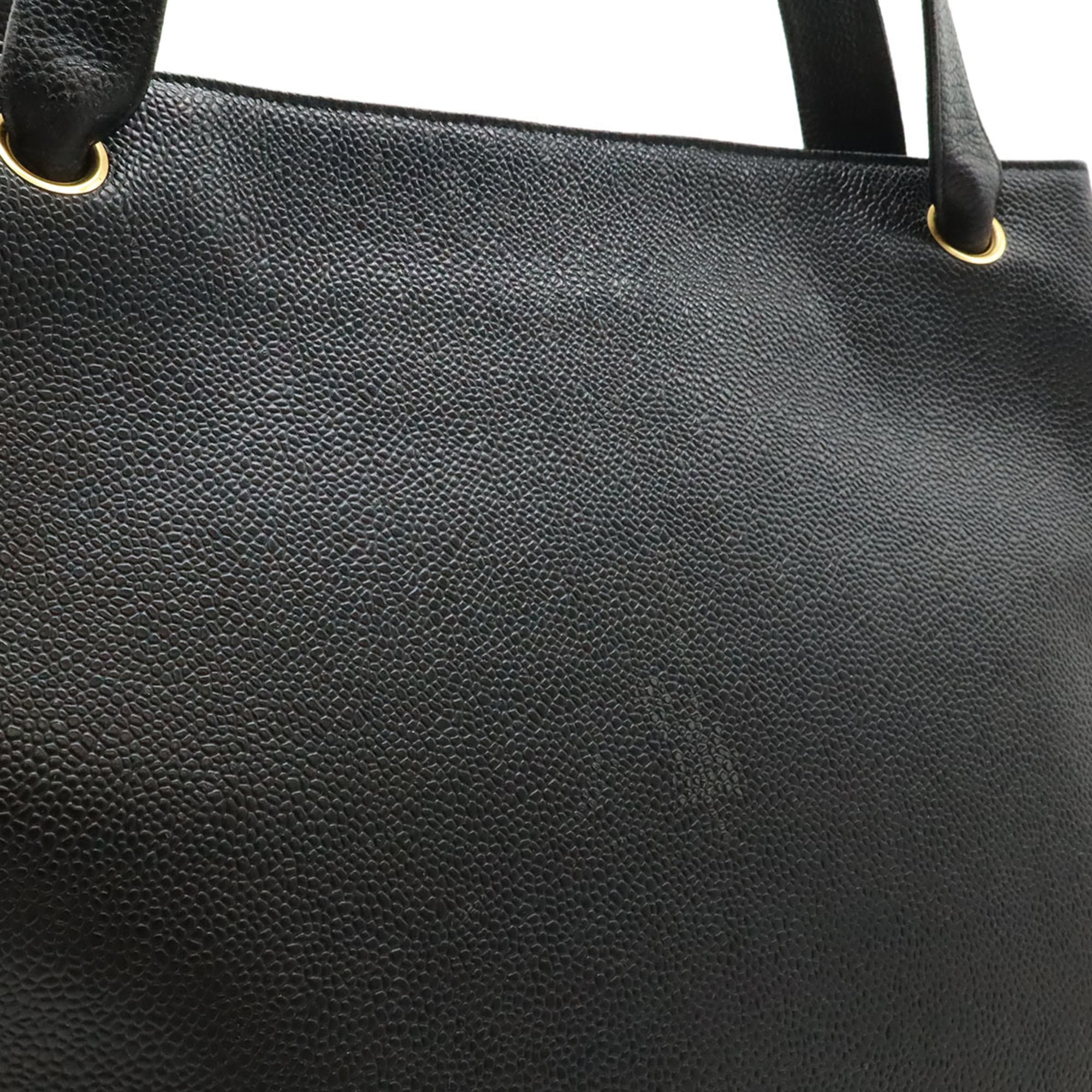 Chanel Black Grained Calfskin Shoulder Bag Tote Bag (Pre-Owned)