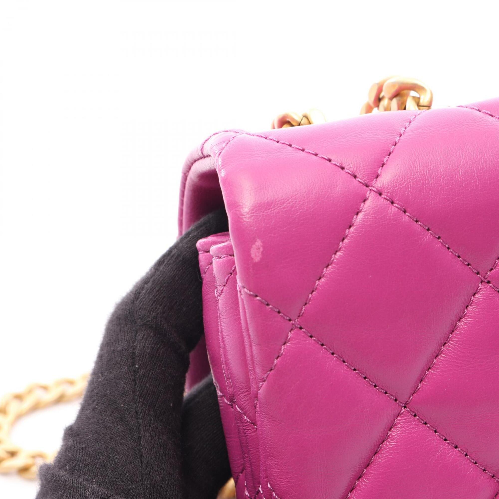 Chanel Purple Leather Handbag Shoulder Bag (Pre-Owned)