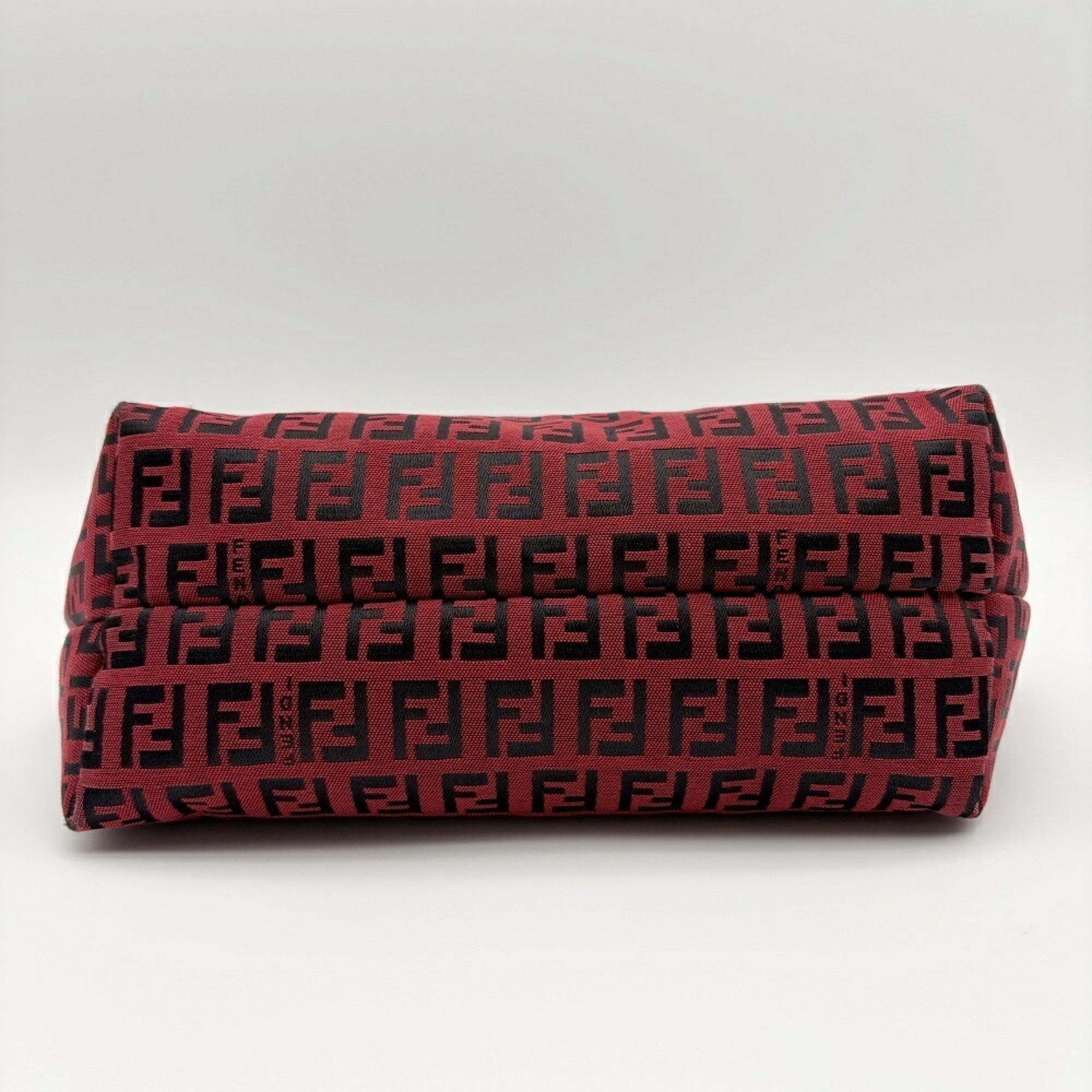 Fendi Black Red Color Canvas Leather Tote Bag (Pre-Owned)