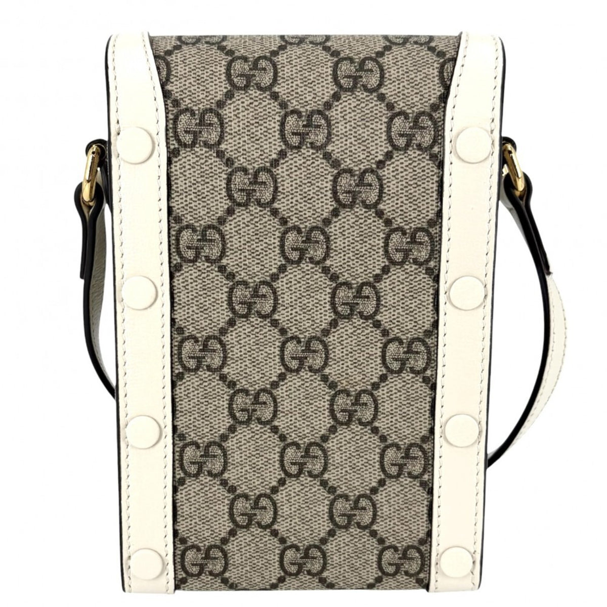 Gucci Beige White Gg Supreme Canvas Leather Pochette Shoulder Bag (Pre-Owned)