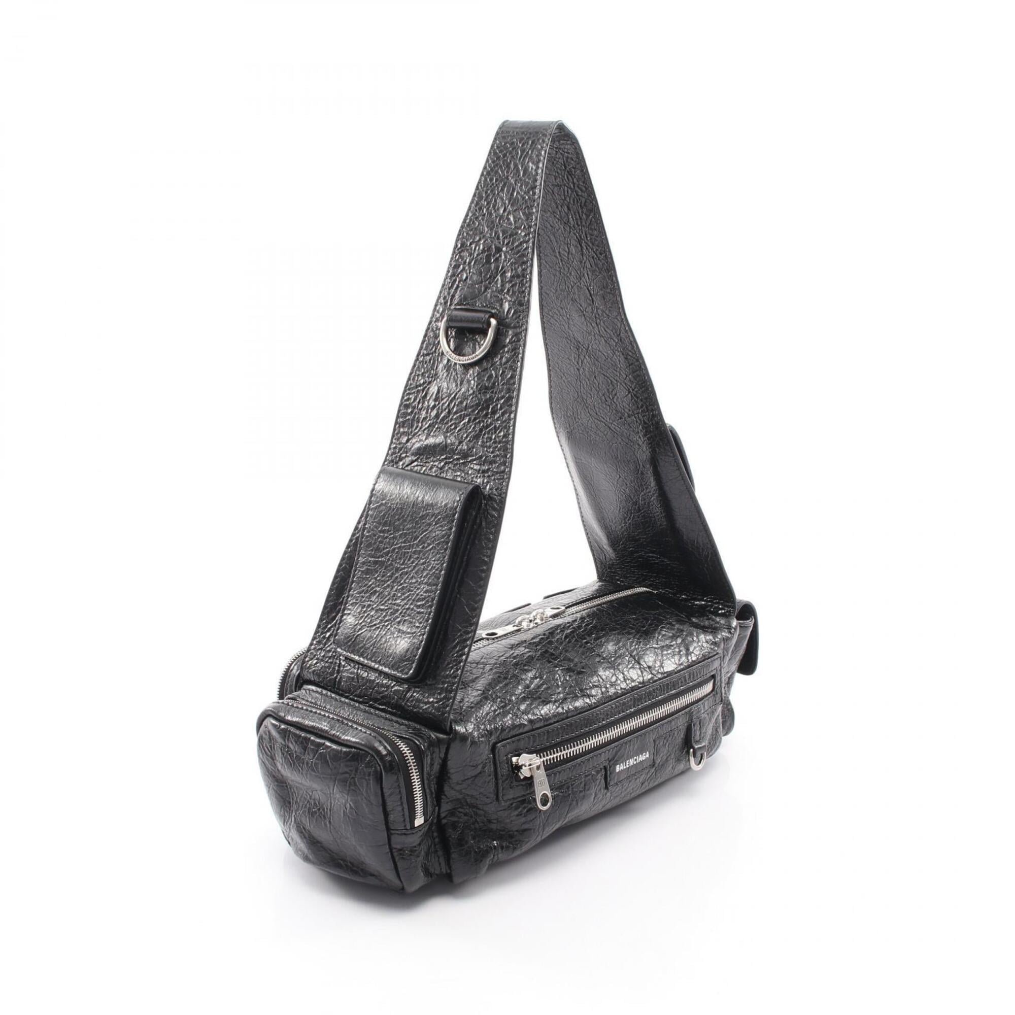 Balenciaga Black Leather Handbag Shoulder Bag Sling Bag (Pre-Owned)
