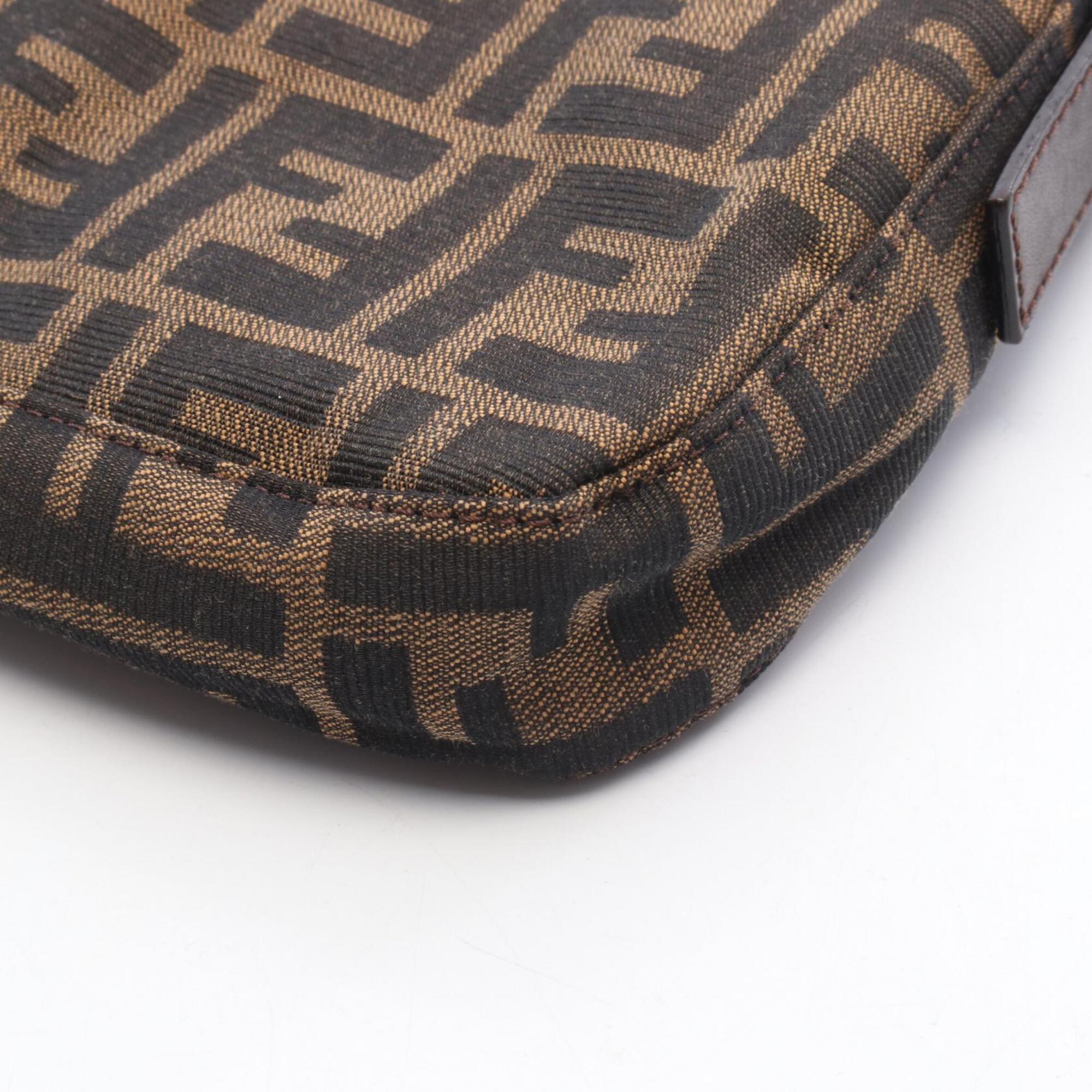 Fendi Black Brown Canvas Leather Handbag (Pre-Owned)
