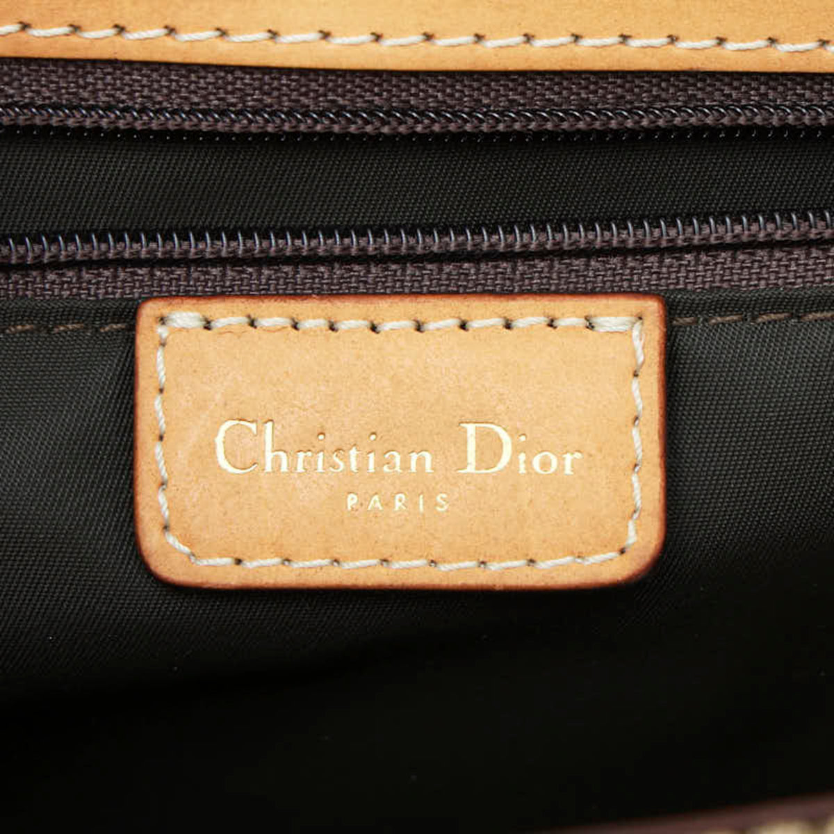 Christian Dior Trotter Beige Brown Canvas Leather Handbag Shoulder Bag (Pre-Owned)