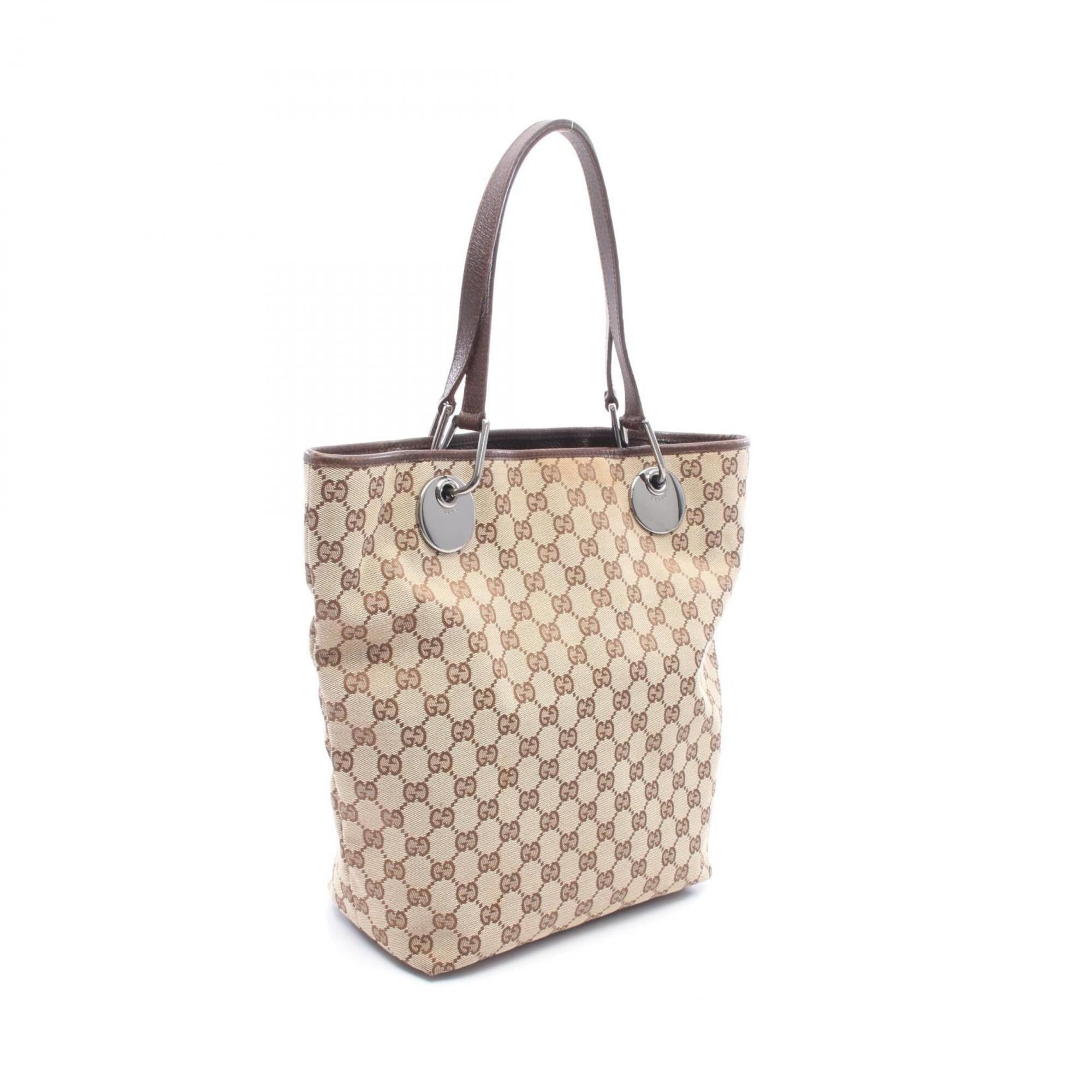 Gucci Beige Brown Gg Canvas Handbag Tote Bag (Pre-Owned)