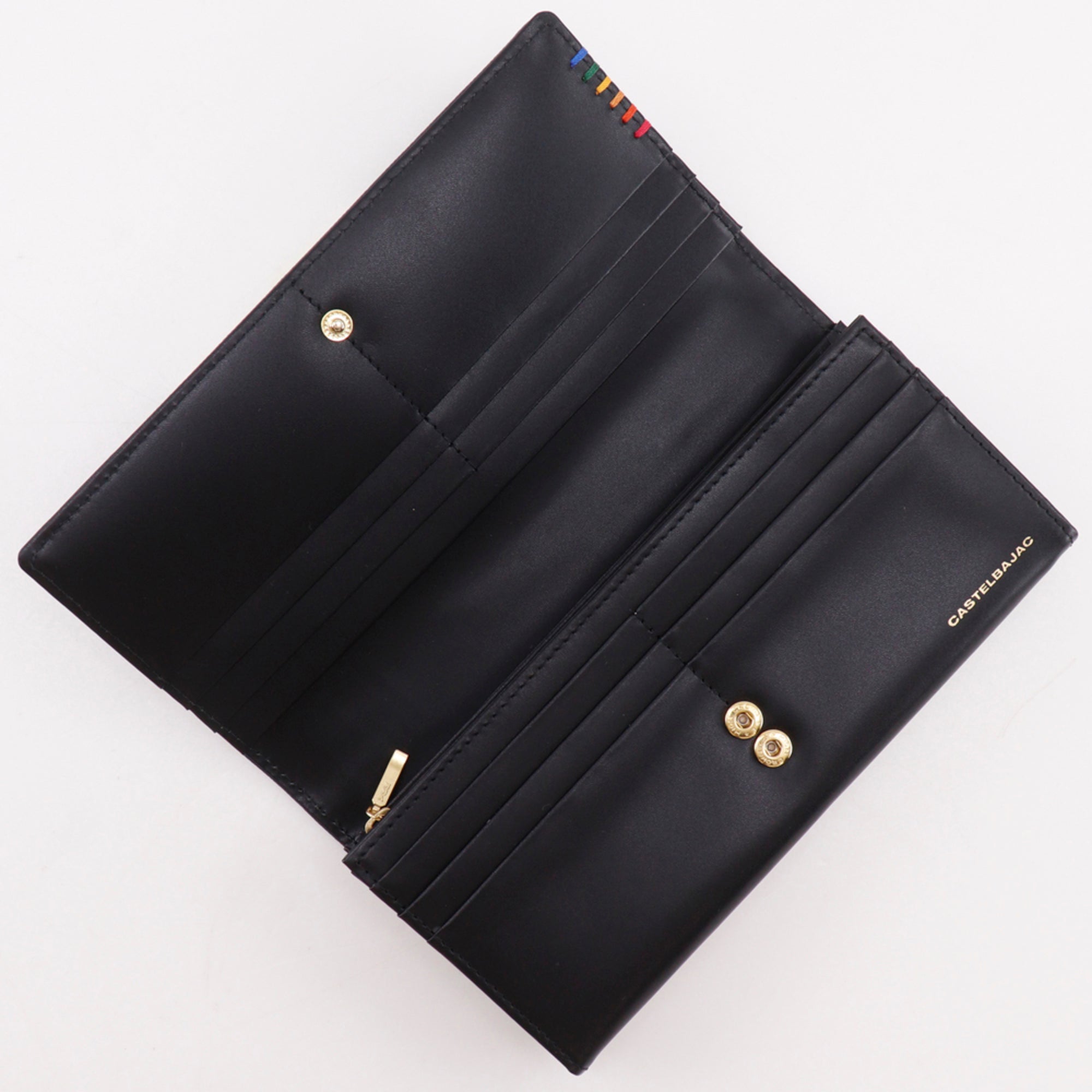 Castelbajac Black Leather Long Wallet (Bi-Fold) (Pre-Owned)