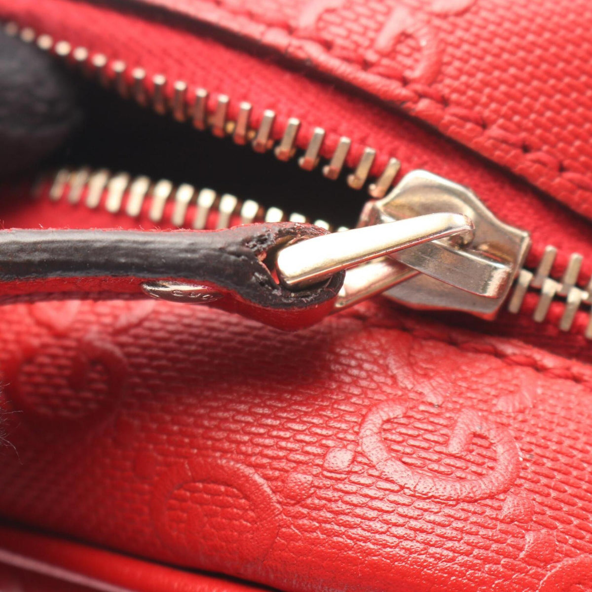 Gucci Red Color Leather Handbag Shoulder Bag (Pre-Owned)