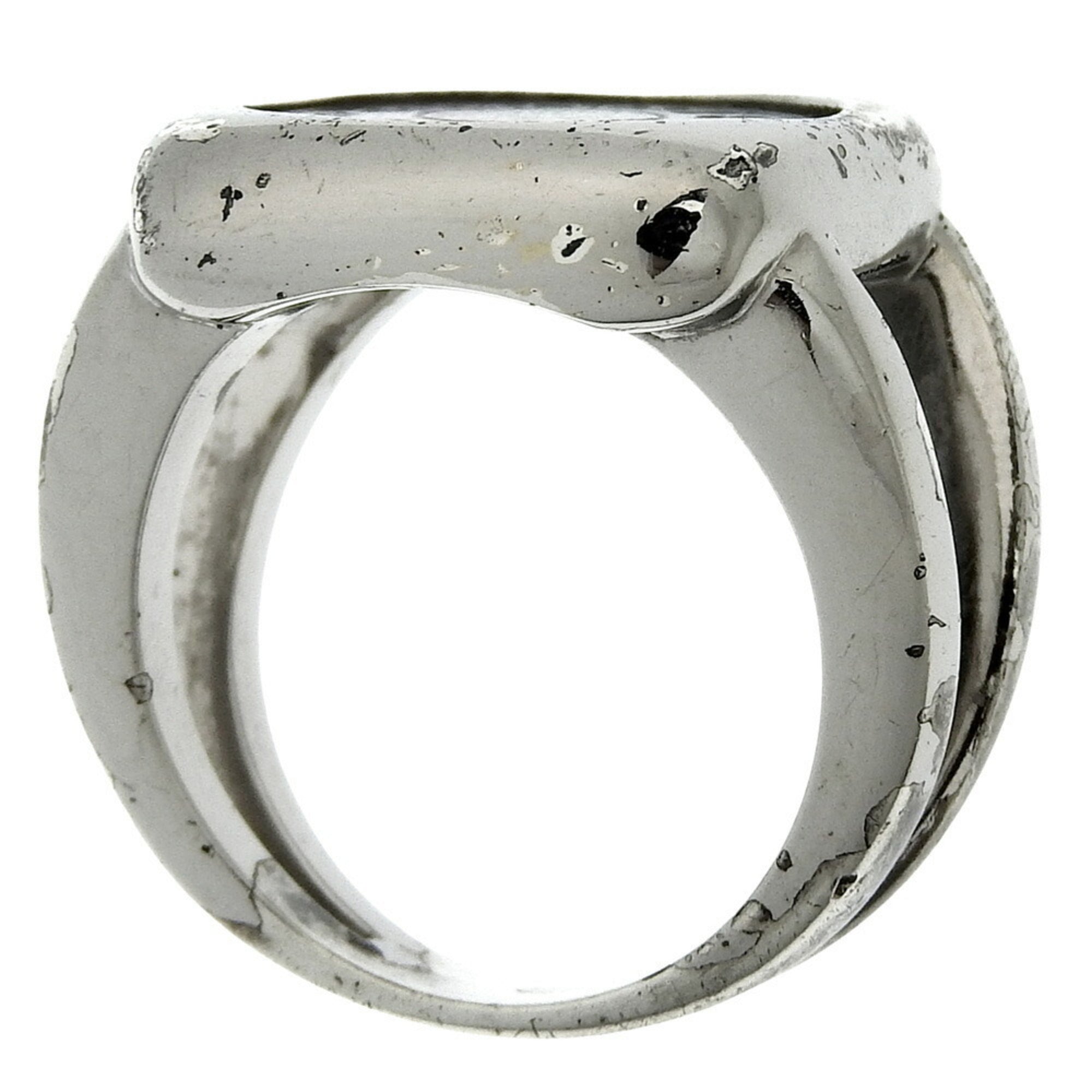 Hermes Sellier Silver Band Ring (Pre-Owned)