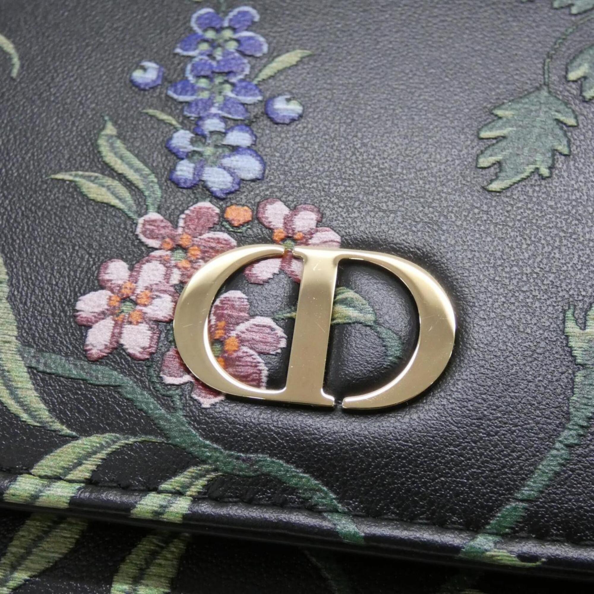 Christian Dior Black Multi-Color Leather Chain/Shoulder Wallet (Pre-Owned)