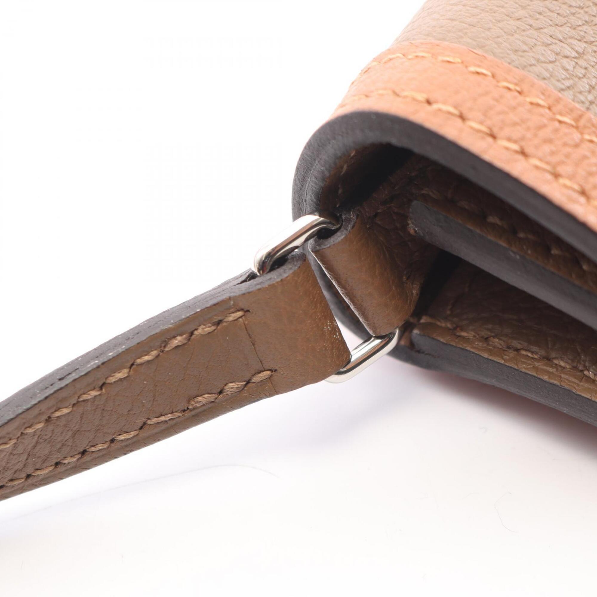 Hermes Beige Brown Etain Gray Leather Handbag Shoulder Bag (Pre-Owned)