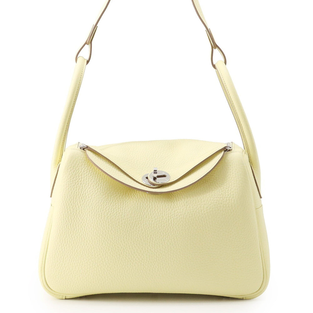 Hermes Cream Taurillon Clemence Leather Handbag (Pre-Owned)