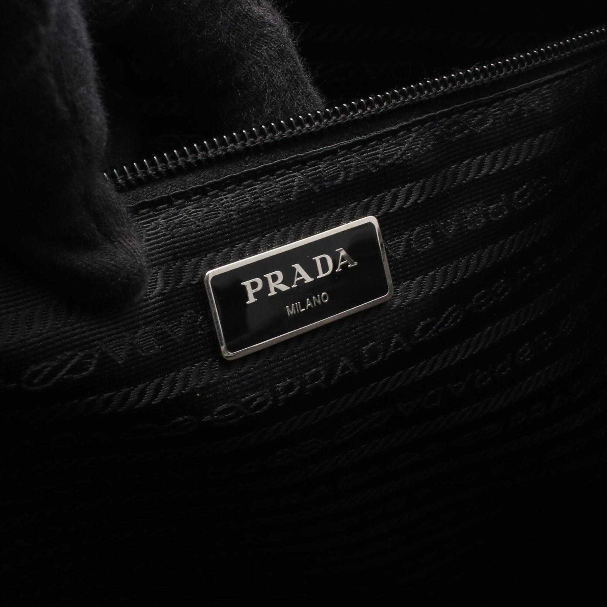 Prada Black Nylon Leather Handbag Messenger Bag Shoulder Bag (Pre-Owned)