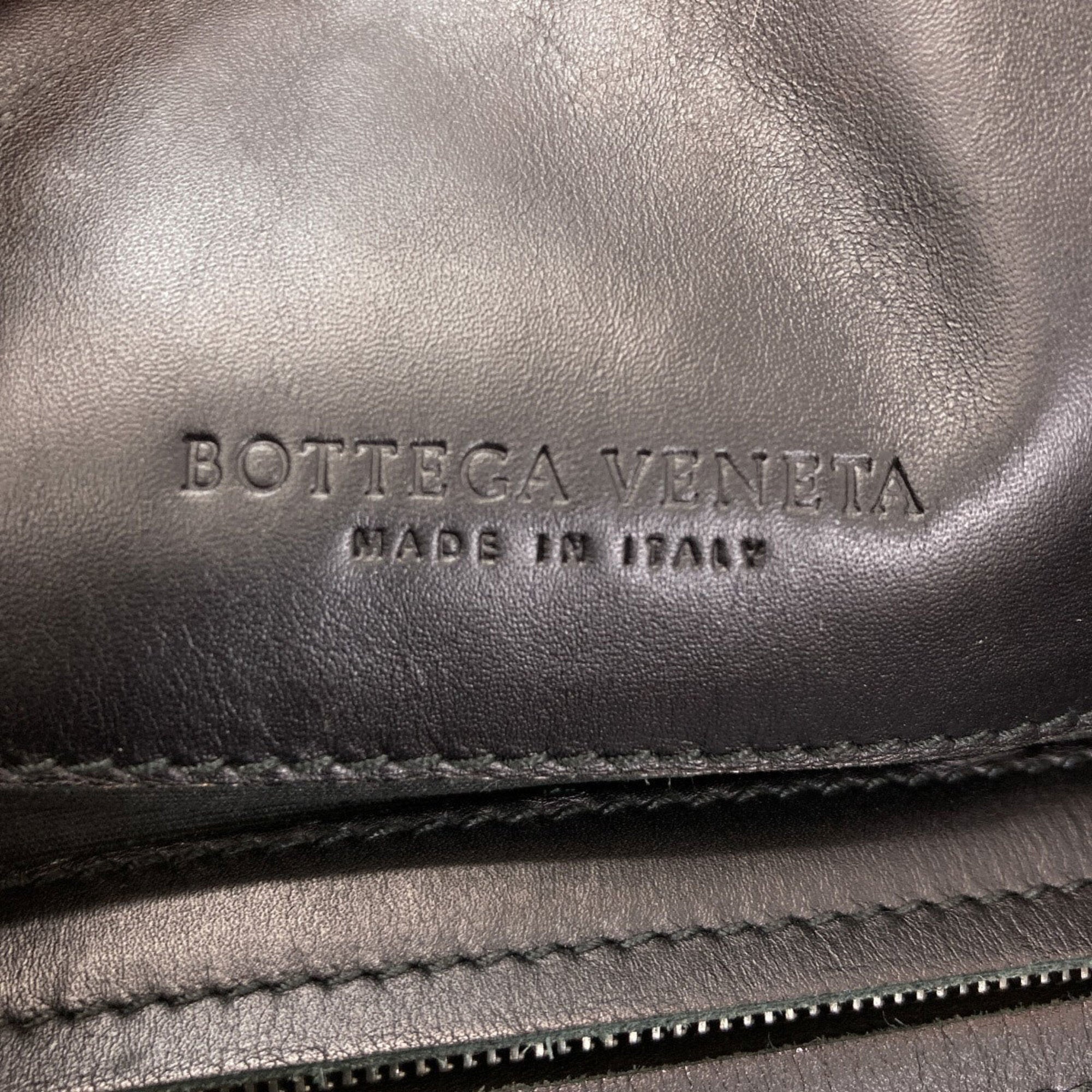 Bottega Veneta Intrecciato Black Leather Shoulder Bag (Pre-Owned)