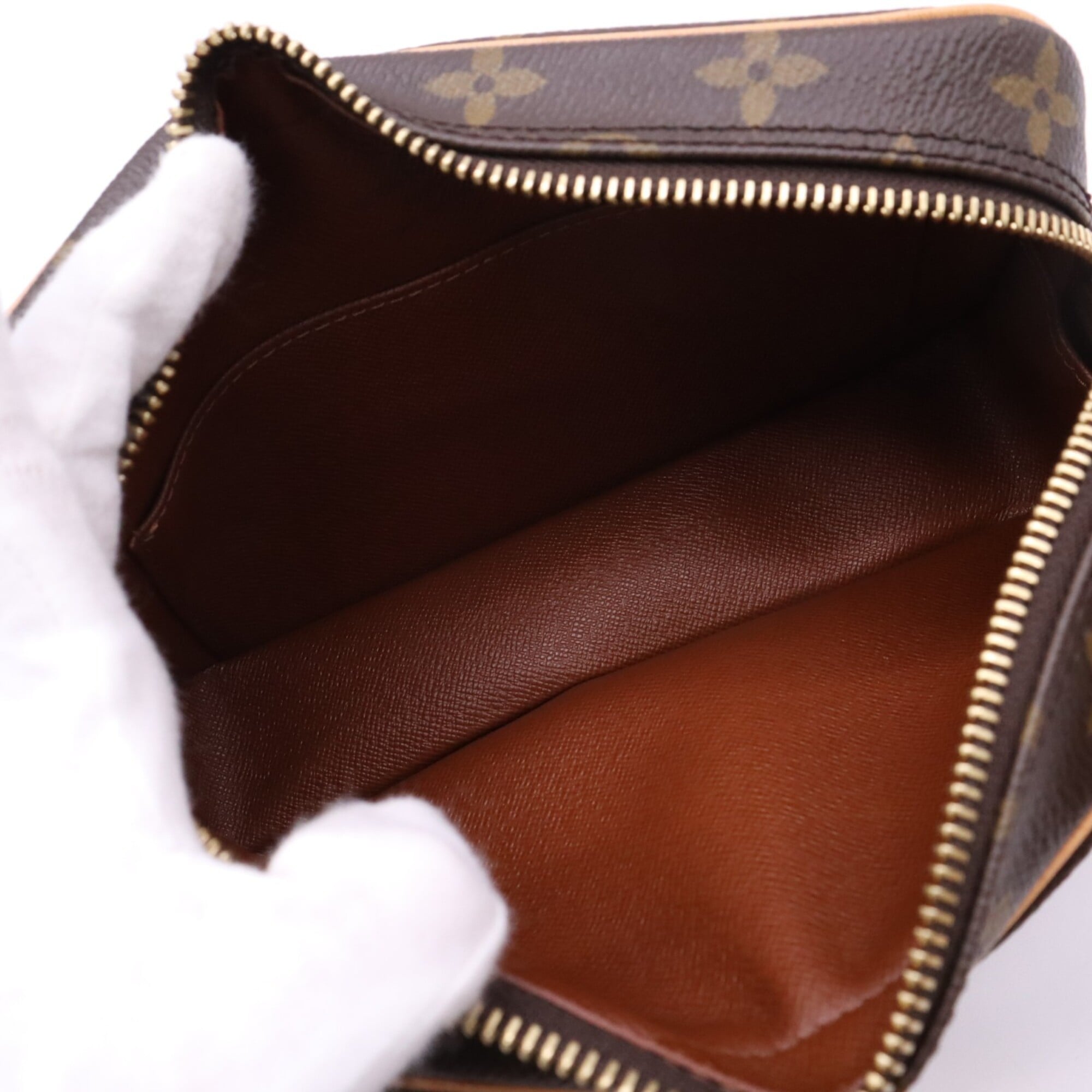 Louis Vuitton Beige Brown Coated Canvas Leather Pochette Shoulder Bag (Pre-Owned)
