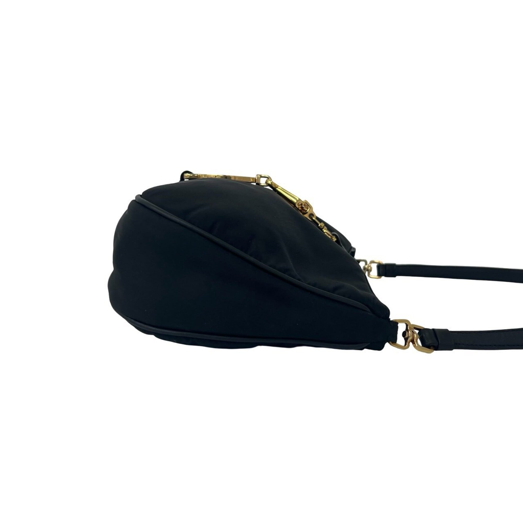 Prada Black Nylon Leather Handbag Shoulder Bag (Pre-Owned)