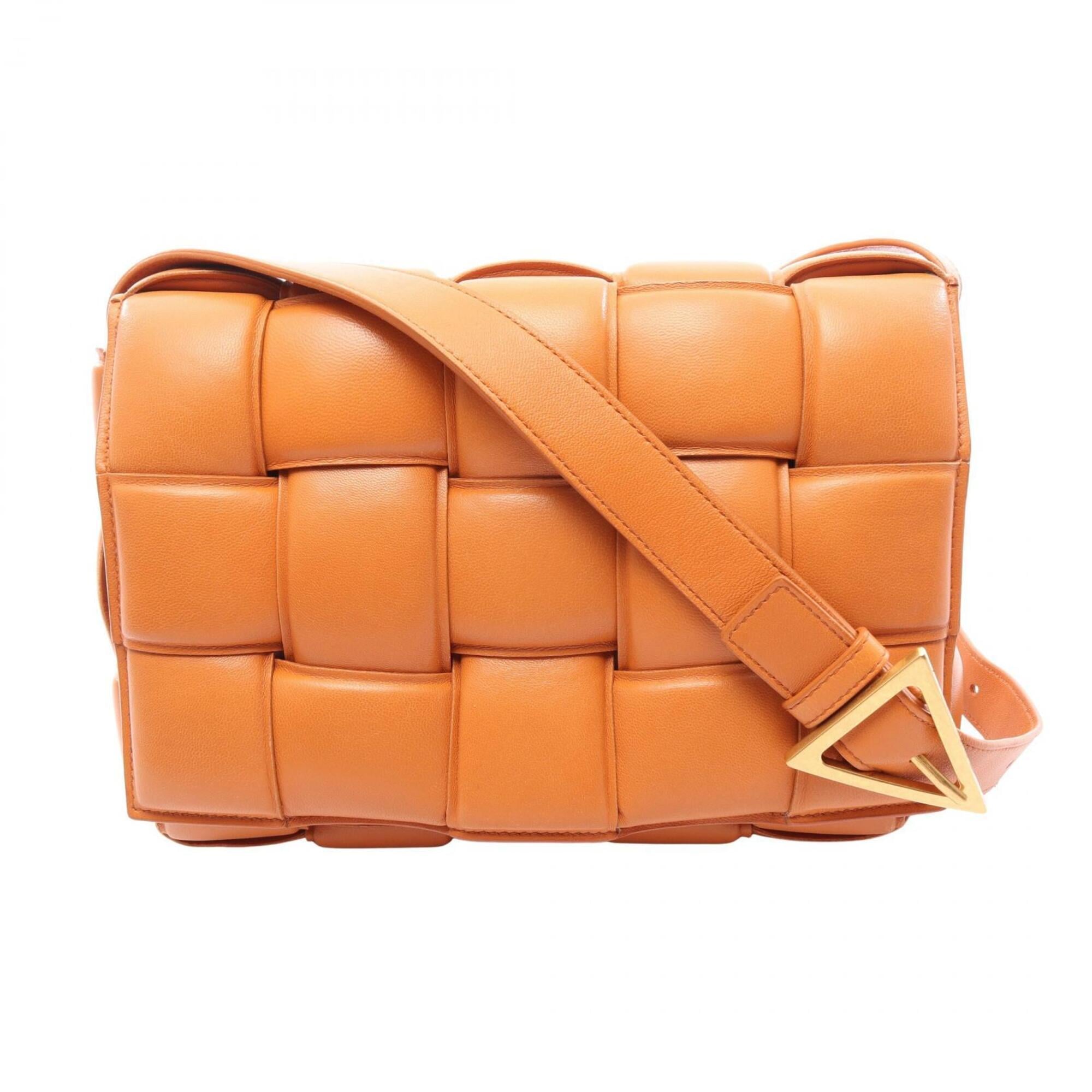 Bottega Veneta Intrecciato Orange Leather Handbag Shoulder Bag (Pre-Owned)