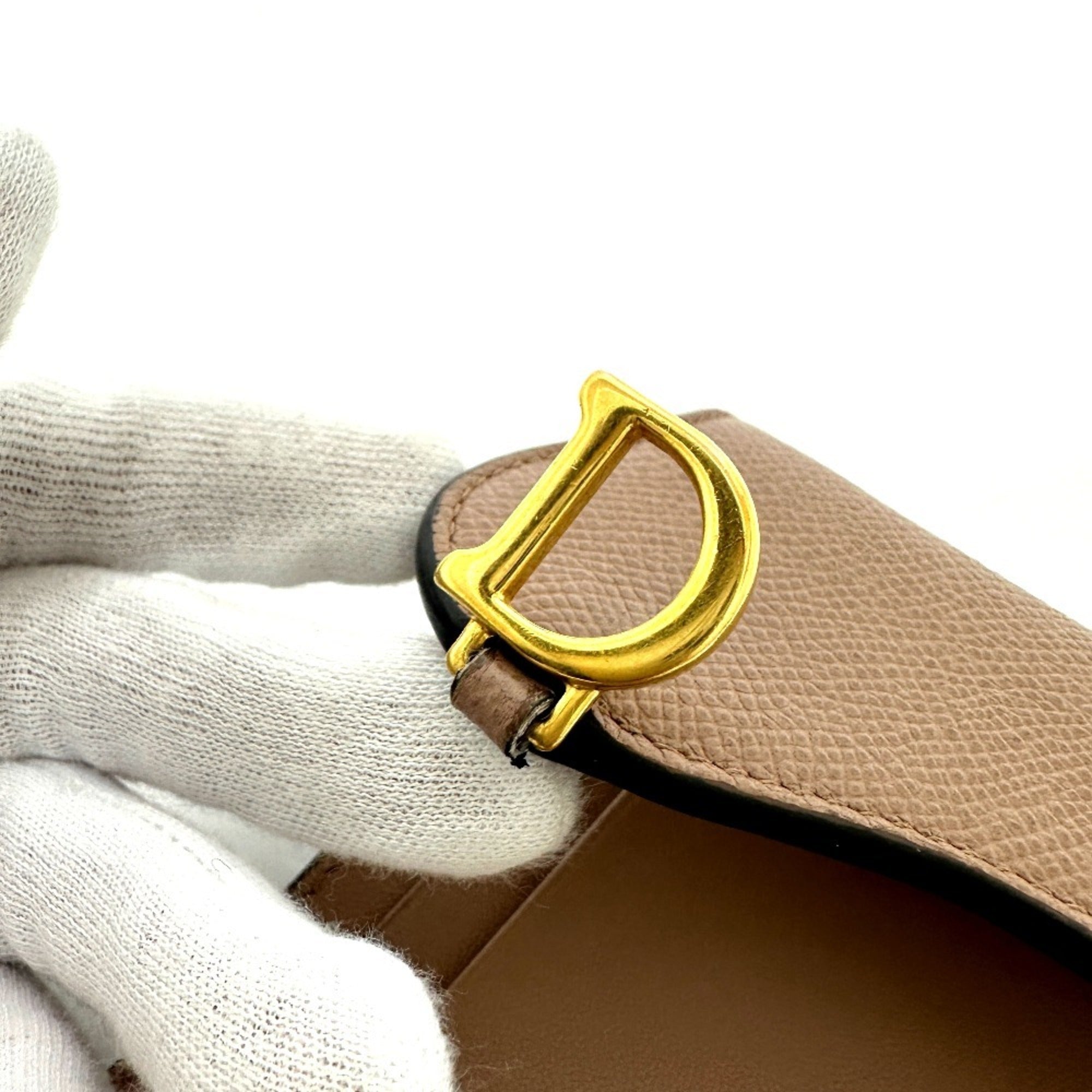 Christian Dior Beige Leather Wallet (Tri-Fold) (Pre-Owned)
