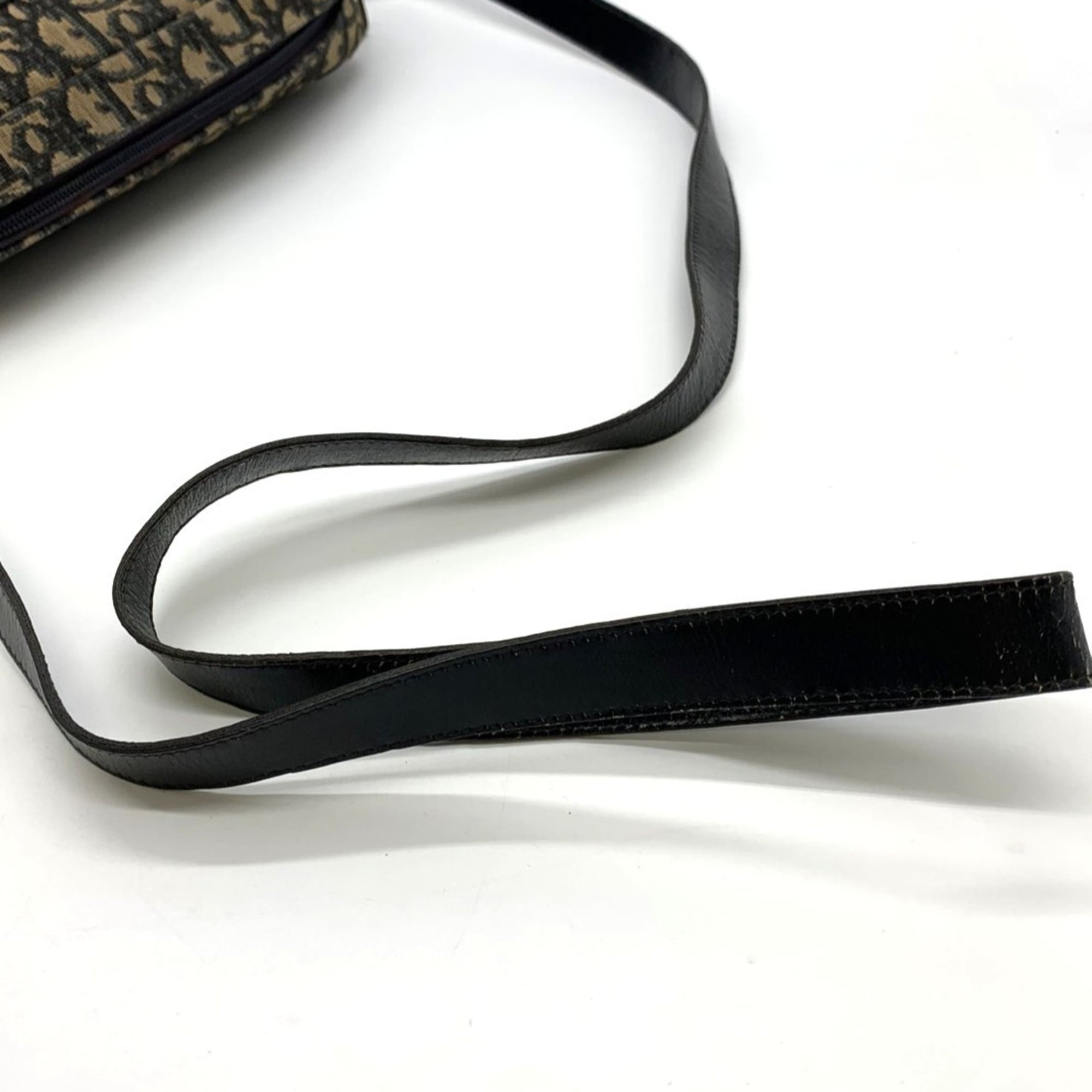 Christian Dior Trotter Brown Canvas Leather Shoulder Bag (Pre-Owned)