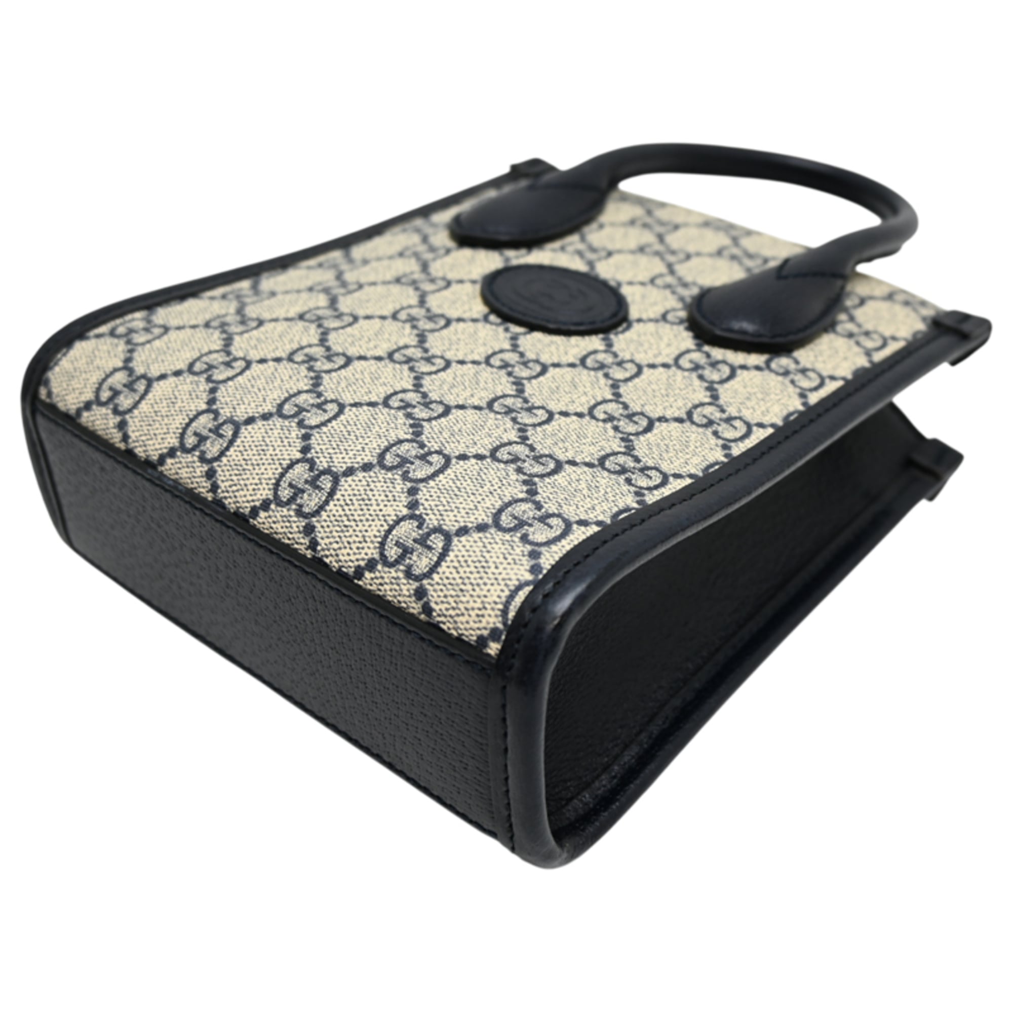 Gucci Beige Navy Gg Supreme Tote Bag (Pre-Owned)
