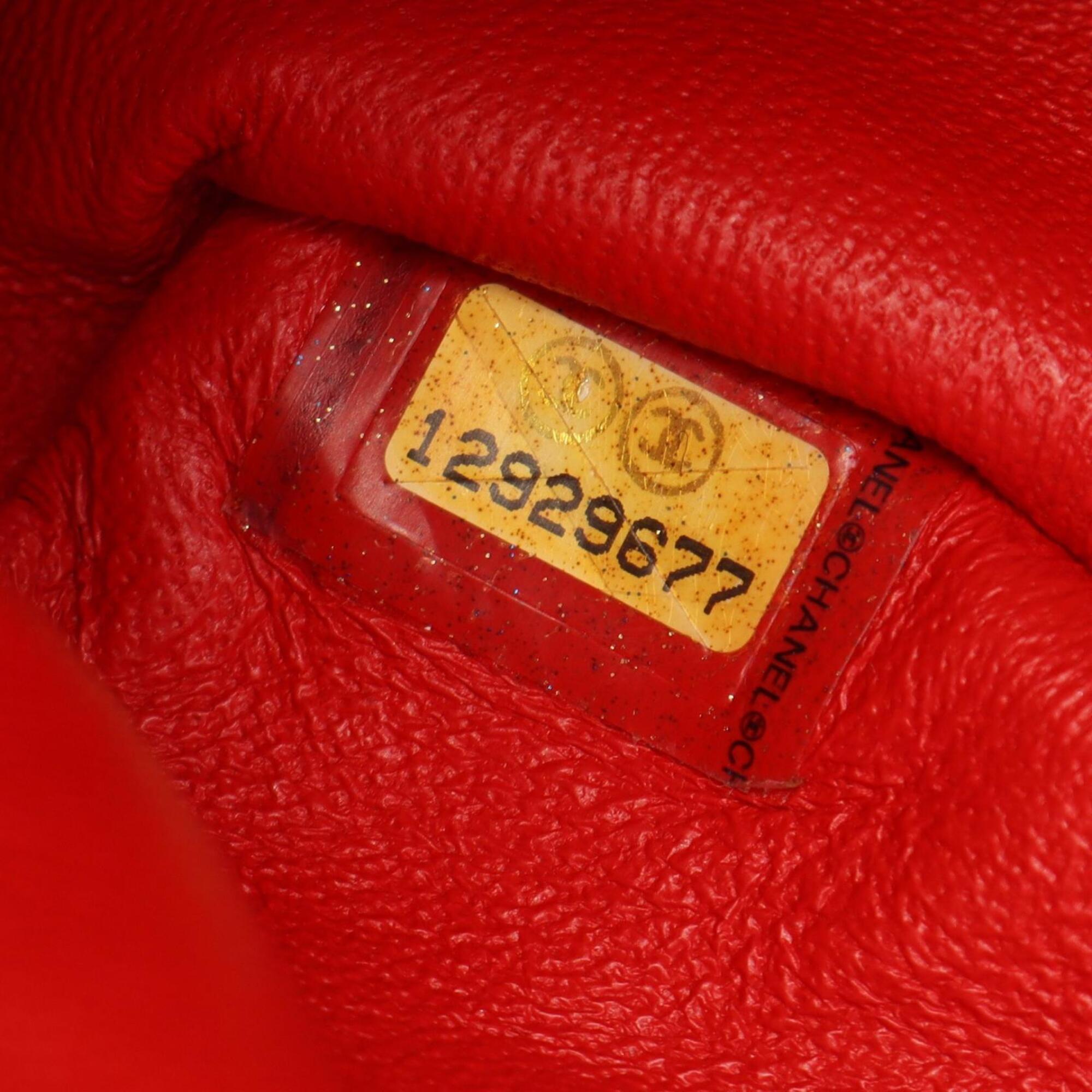 Chanel Red Color Cotton Handbag Shoulder Bag (Pre-Owned)