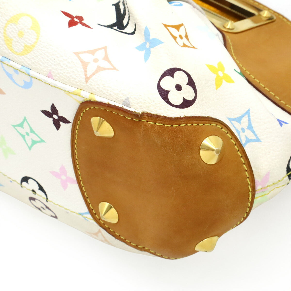 Louis Vuitton White Canvas Handbag Shoulder Bag (Pre-Owned)