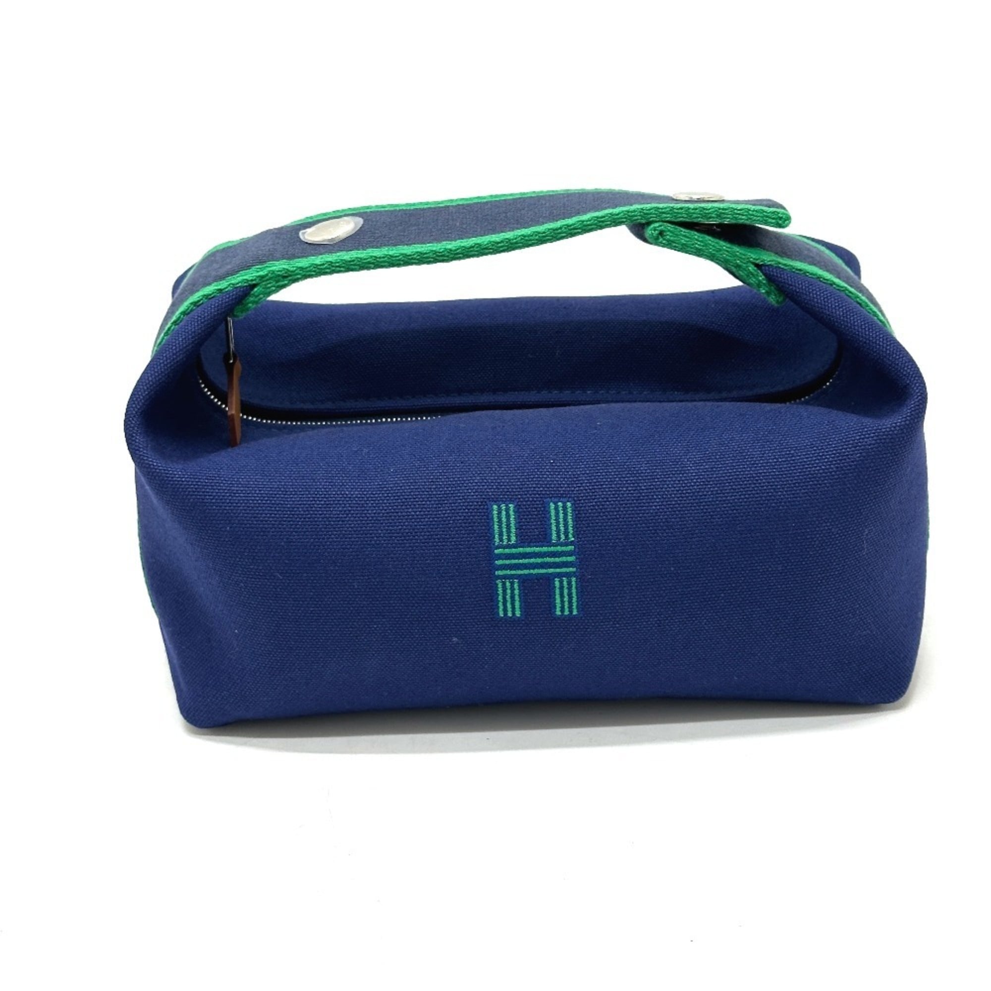 Hermes Black Blue Cotton Handbag (Pre-Owned)