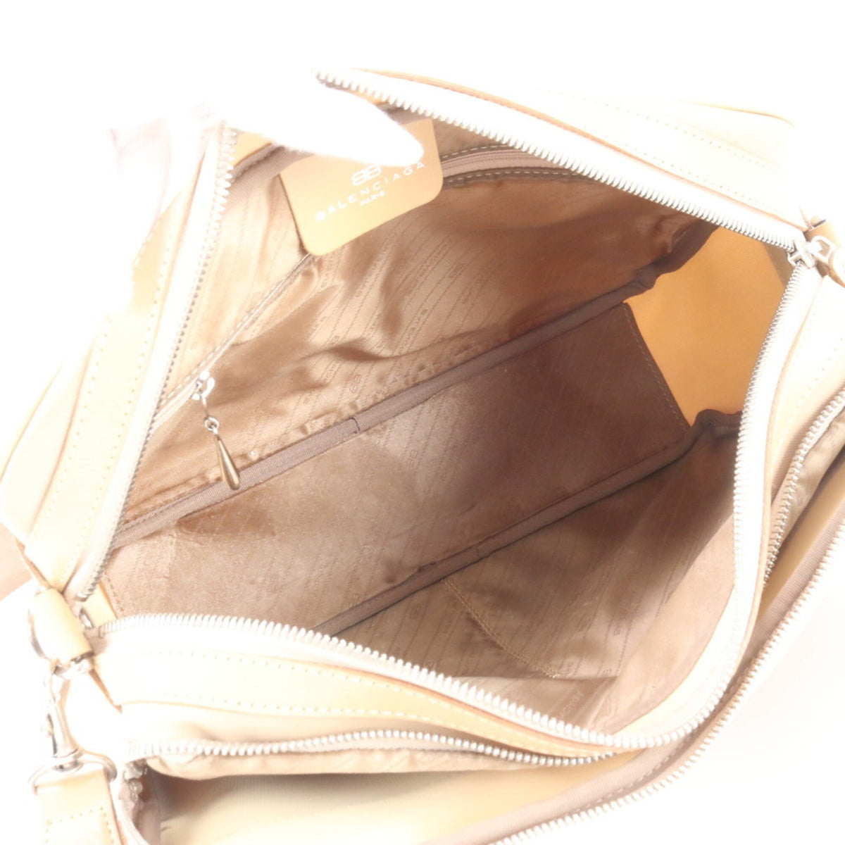 Balenciaga Beige Leather Canvas Messenger Bag Shoulder Bag (Pre-Owned)