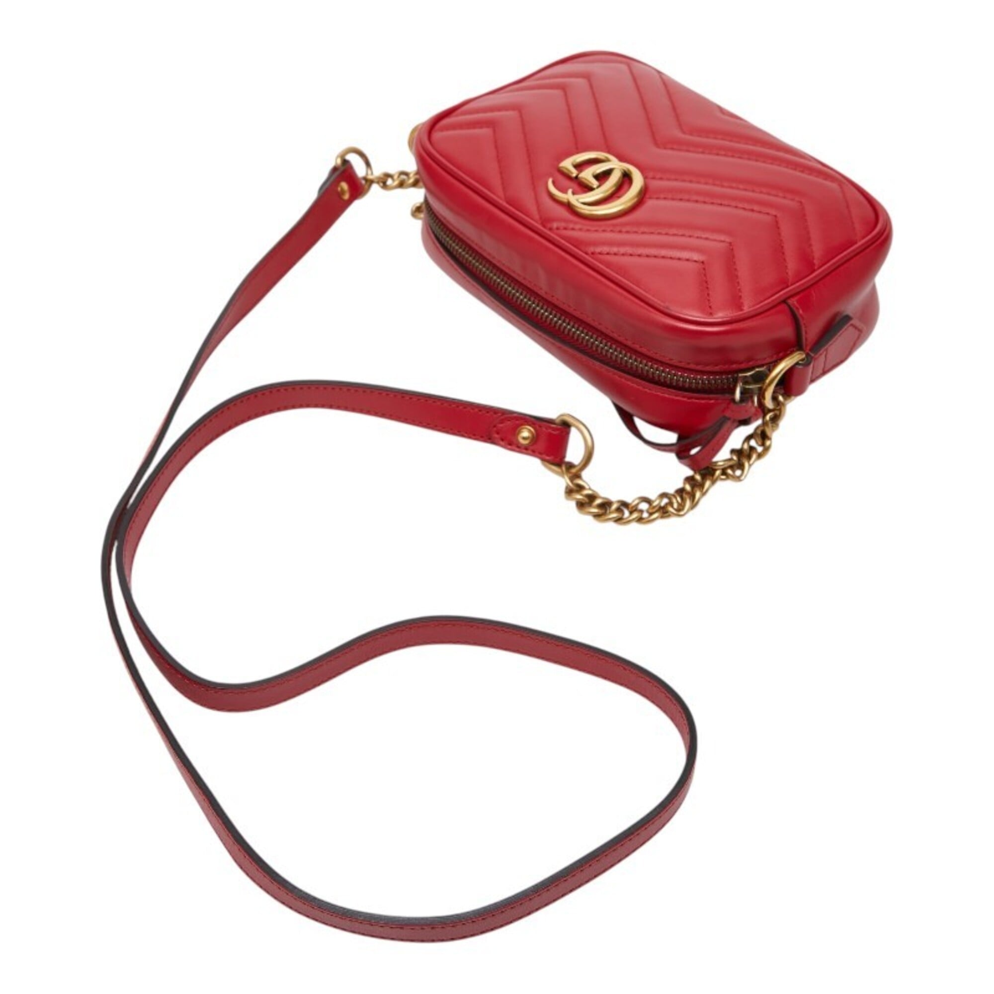 Gucci Red Color Leather Shoulder Bag (Pre-Owned)