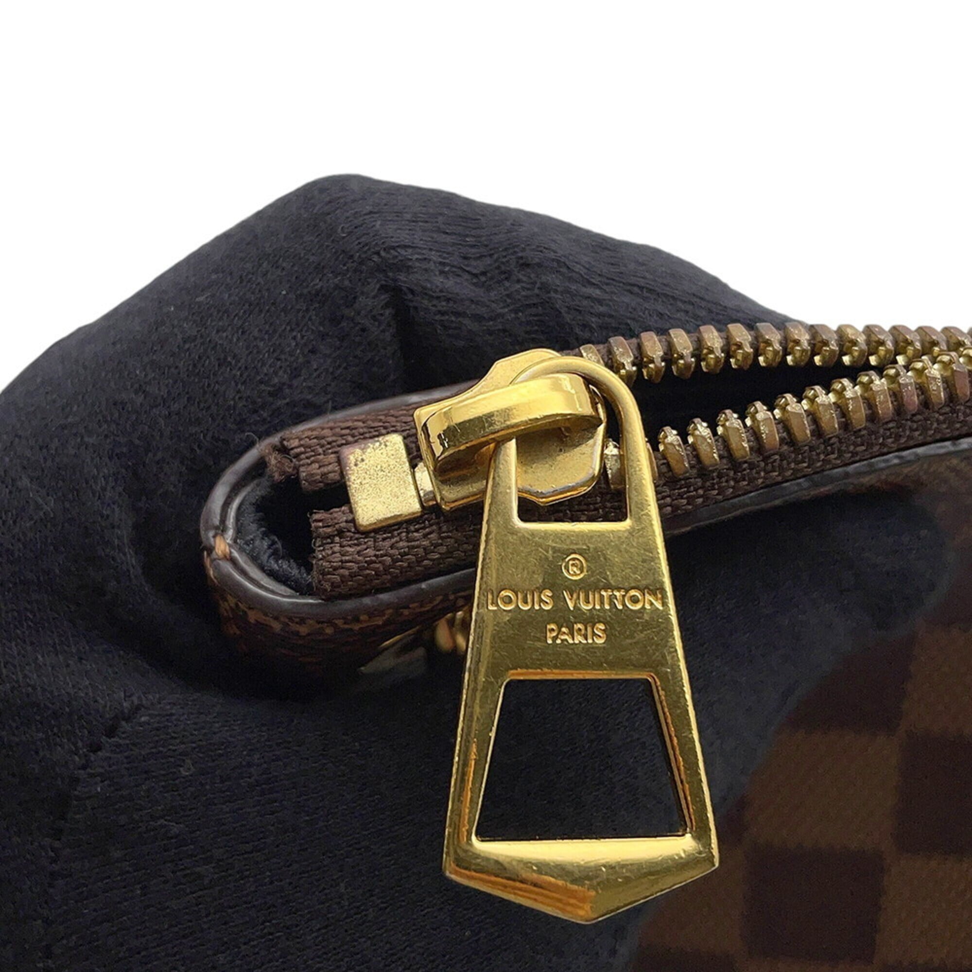 Louis Vuitton Black Damier Canvas Ebene Noir Exotic Leather Handbag Shoulder Bag (Pre-Owned)