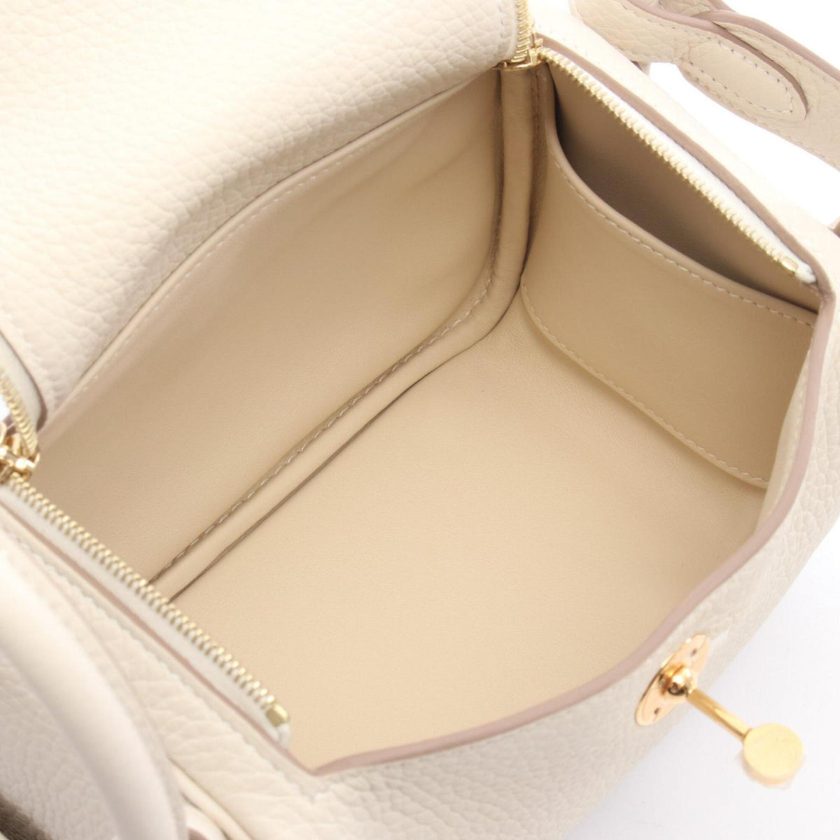 Hermes Ivory Taurillon Clemence Leather Handbag Shoulder Bag (Pre-Owned)